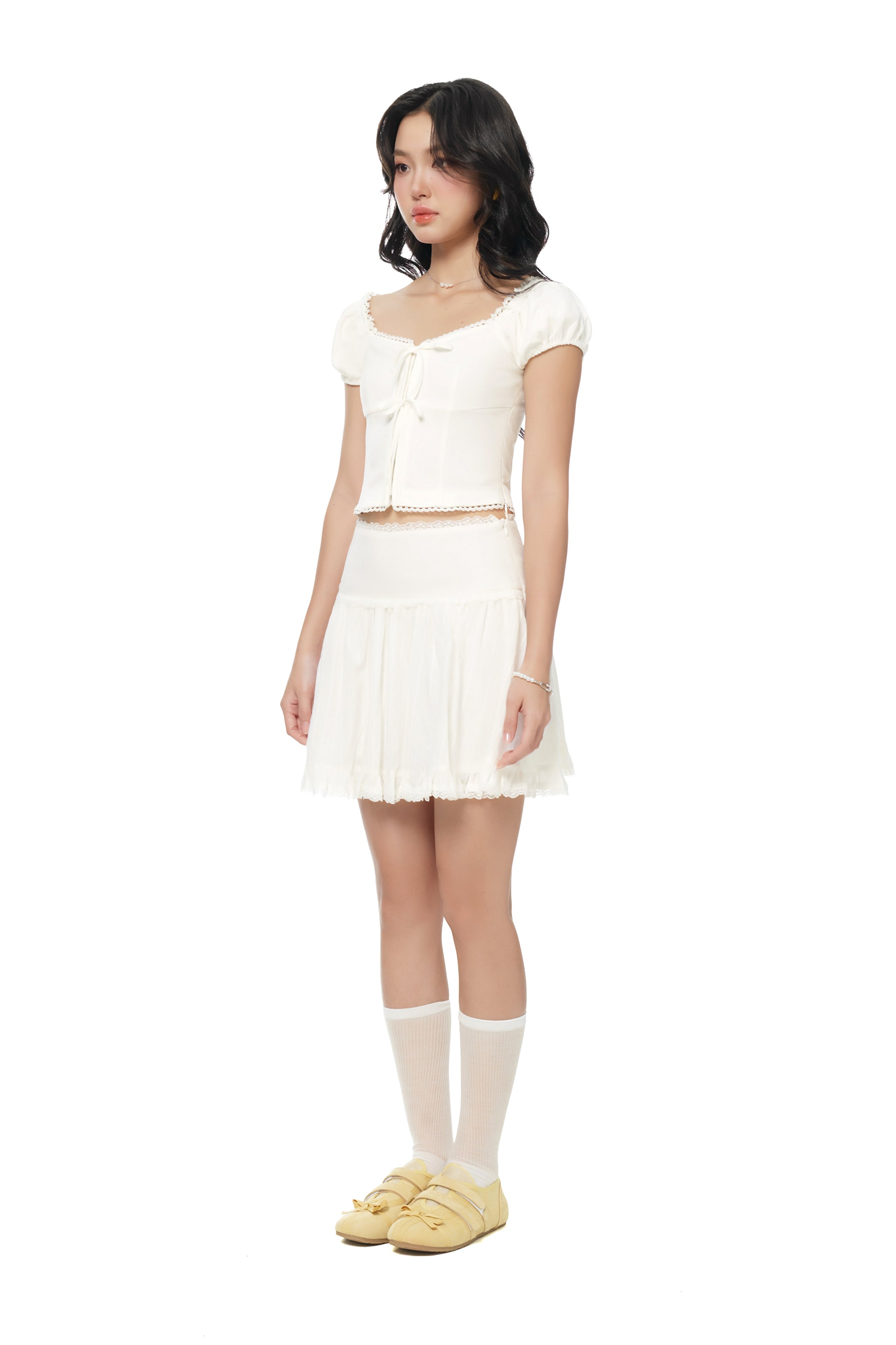Play Fair Lace Trim A-line Skorts in White