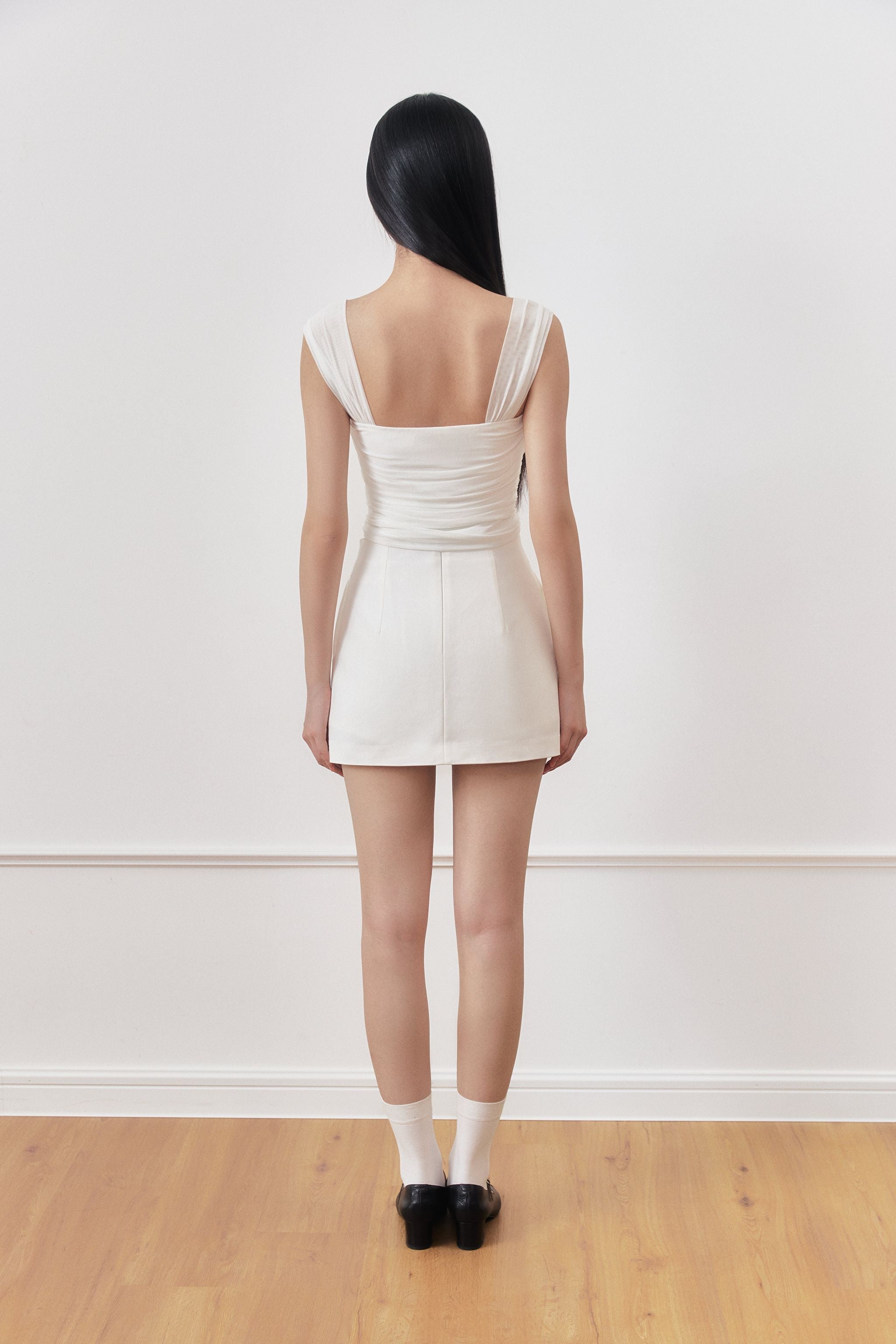 First-Pick Tailored High Waist A-Line Skorts in White