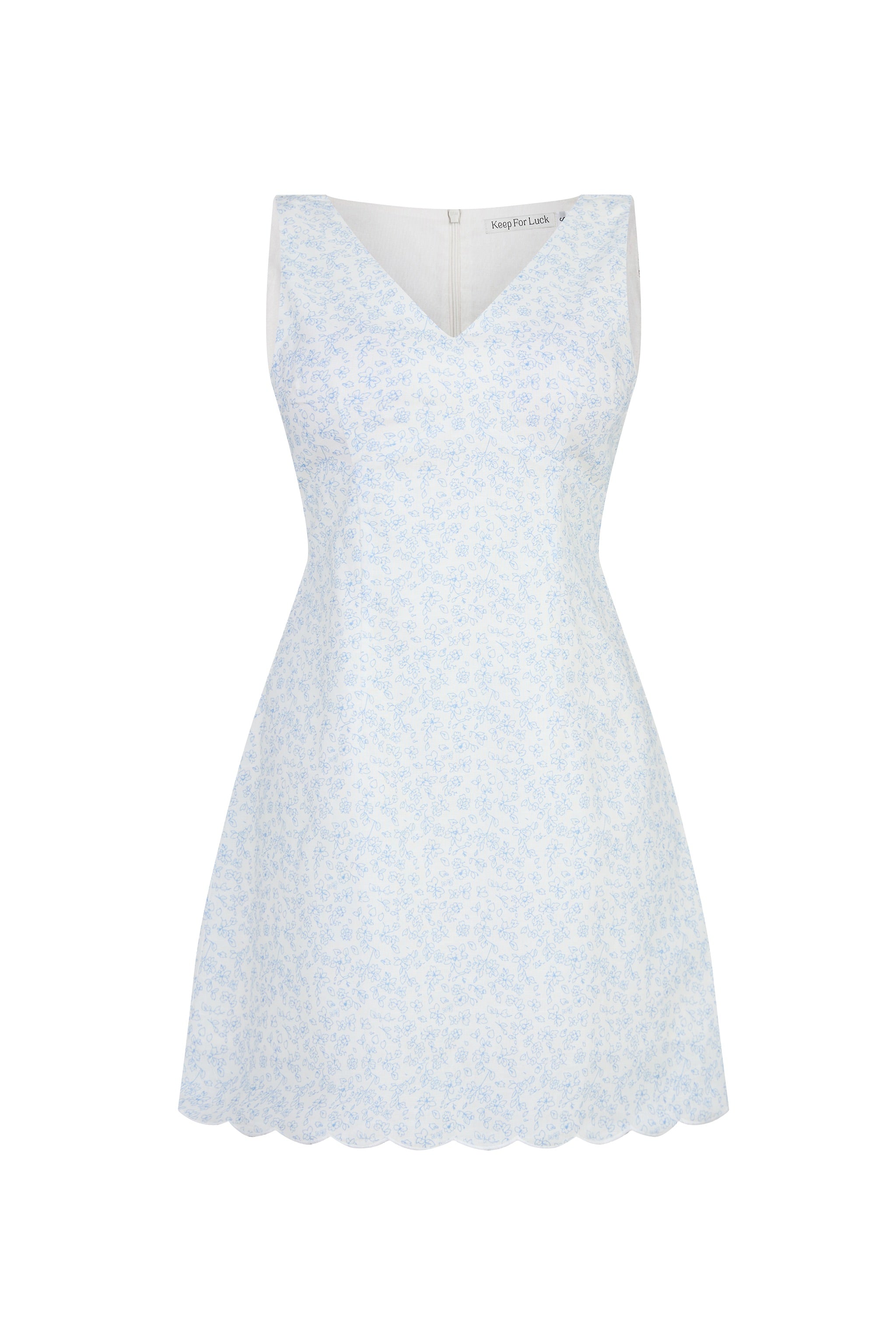 Blossom V-neck Floral Padded Mini Dress in Petals At Ease (Blue)