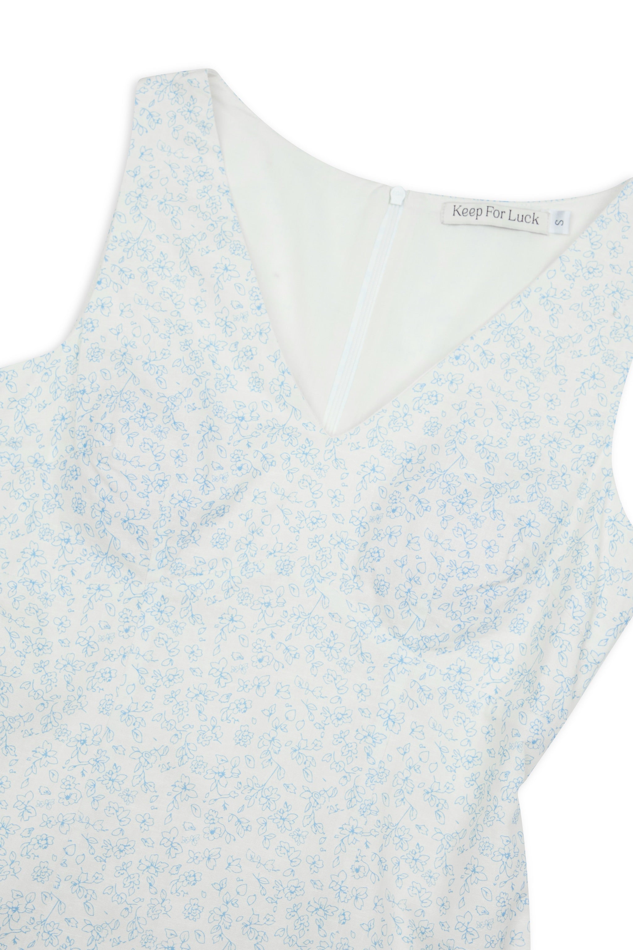 Blossom V-neck Floral Padded Mini Dress in Petals At Ease (Blue)
