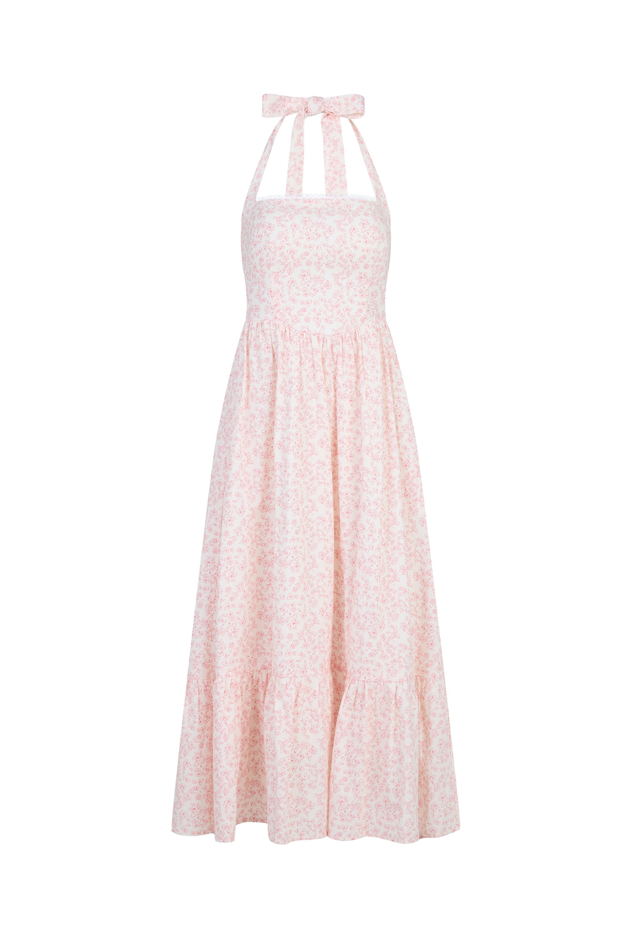 Girl Crush Halter Floral Padded Maxi Dress in Petals At Ease (Red)