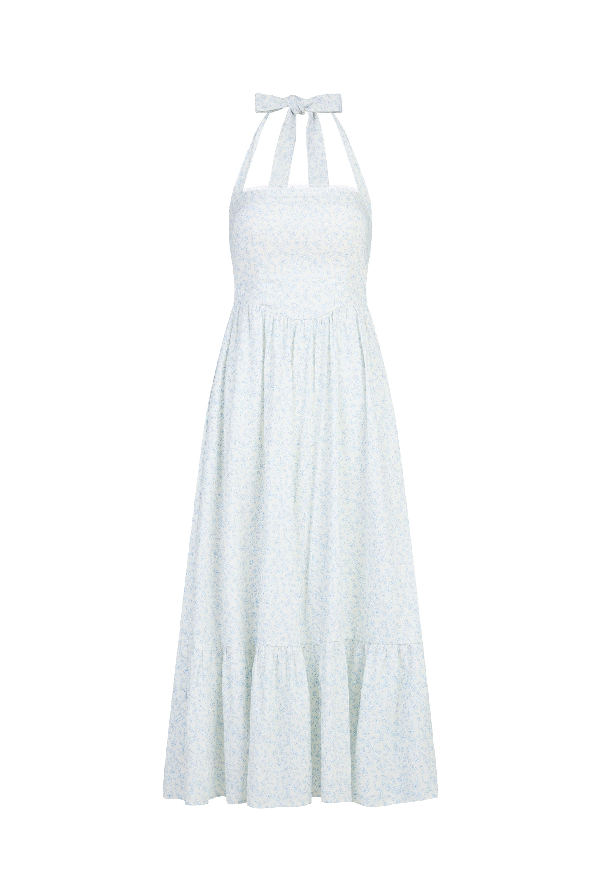 Girl Crush Halter Floral Padded Maxi Dress in Petals At Ease (Blue)