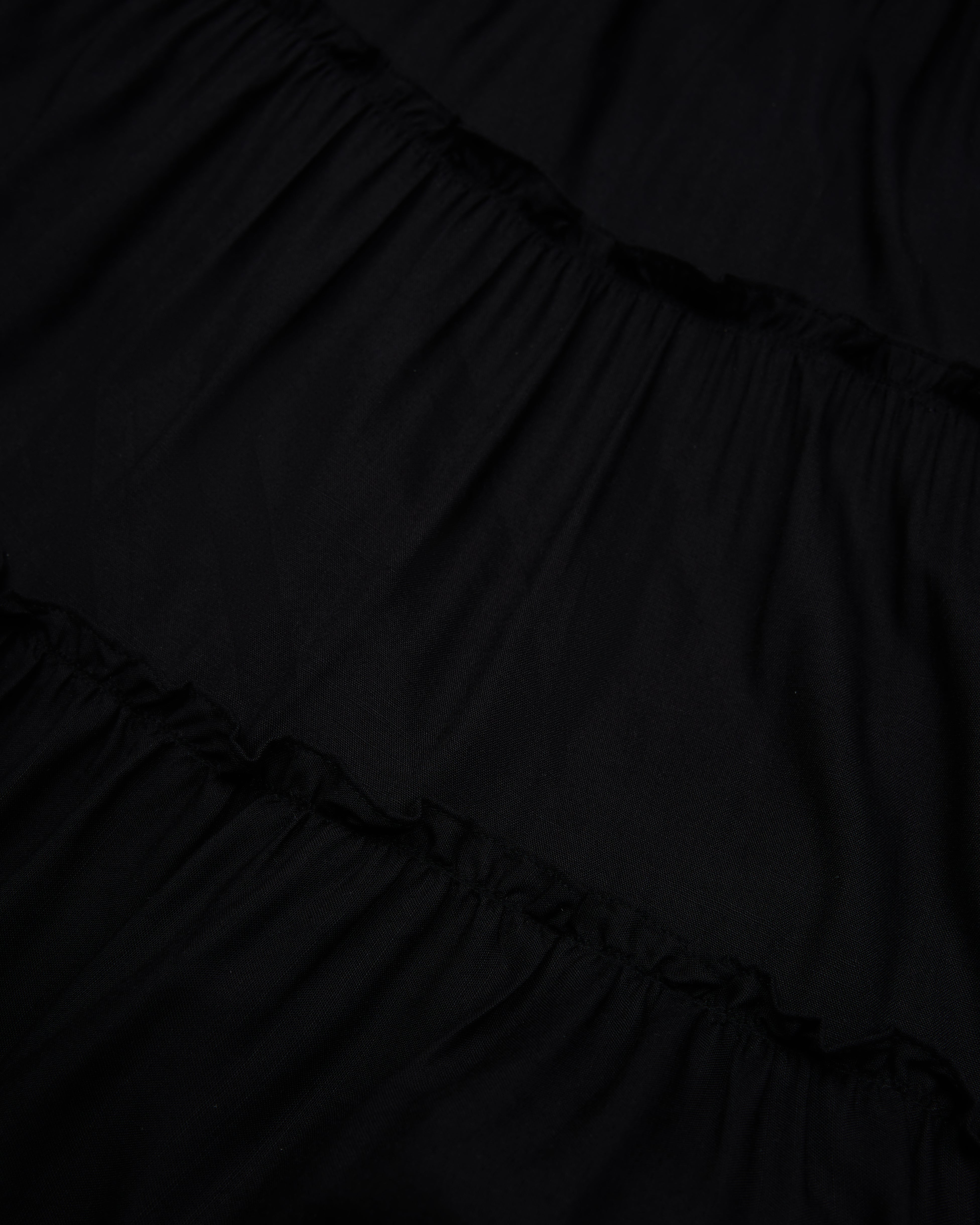 Sunday Stroll Smocked Linen Midi Dress in Black
