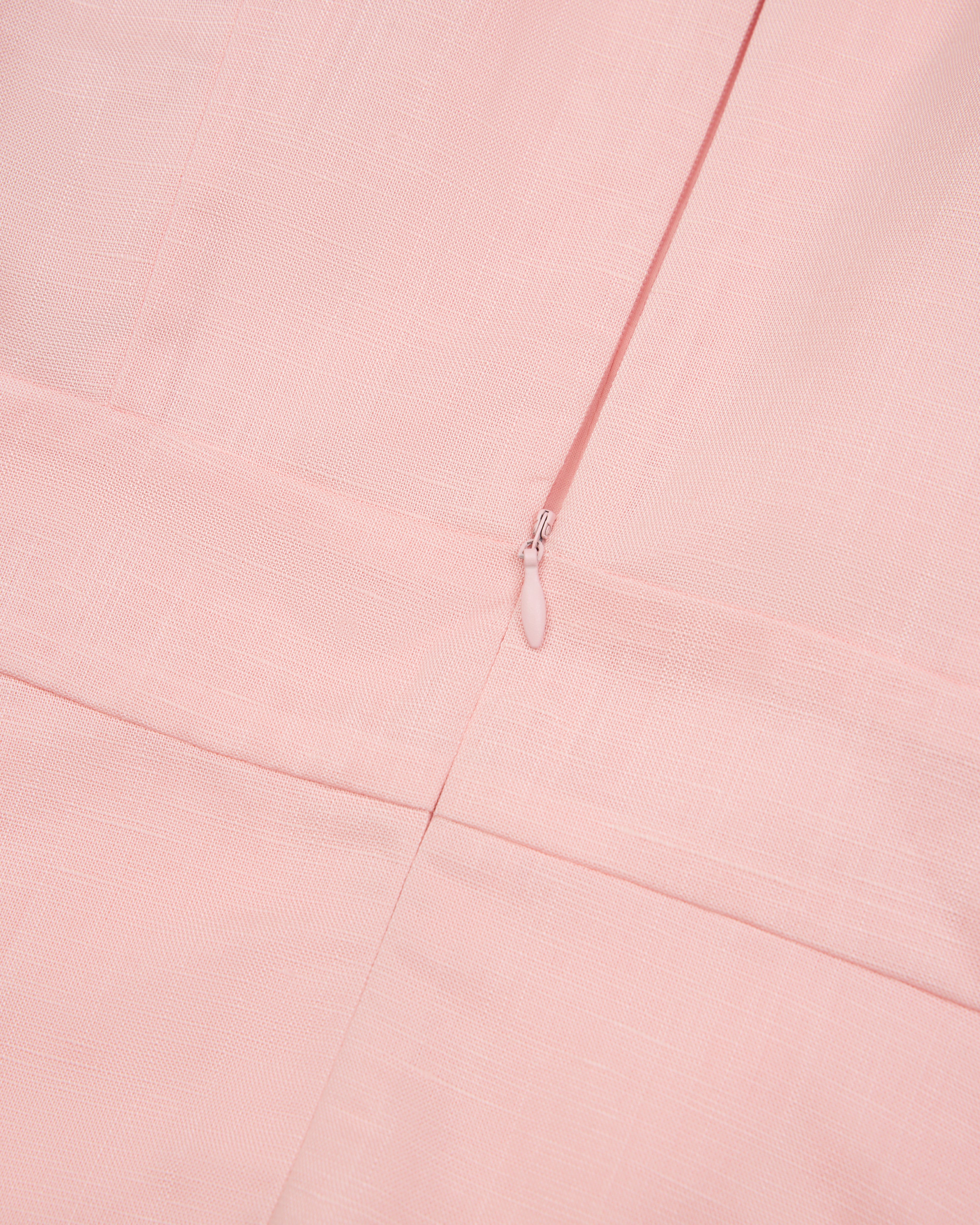 Full House Tied Collar Linen Padded Top in Blush Pink