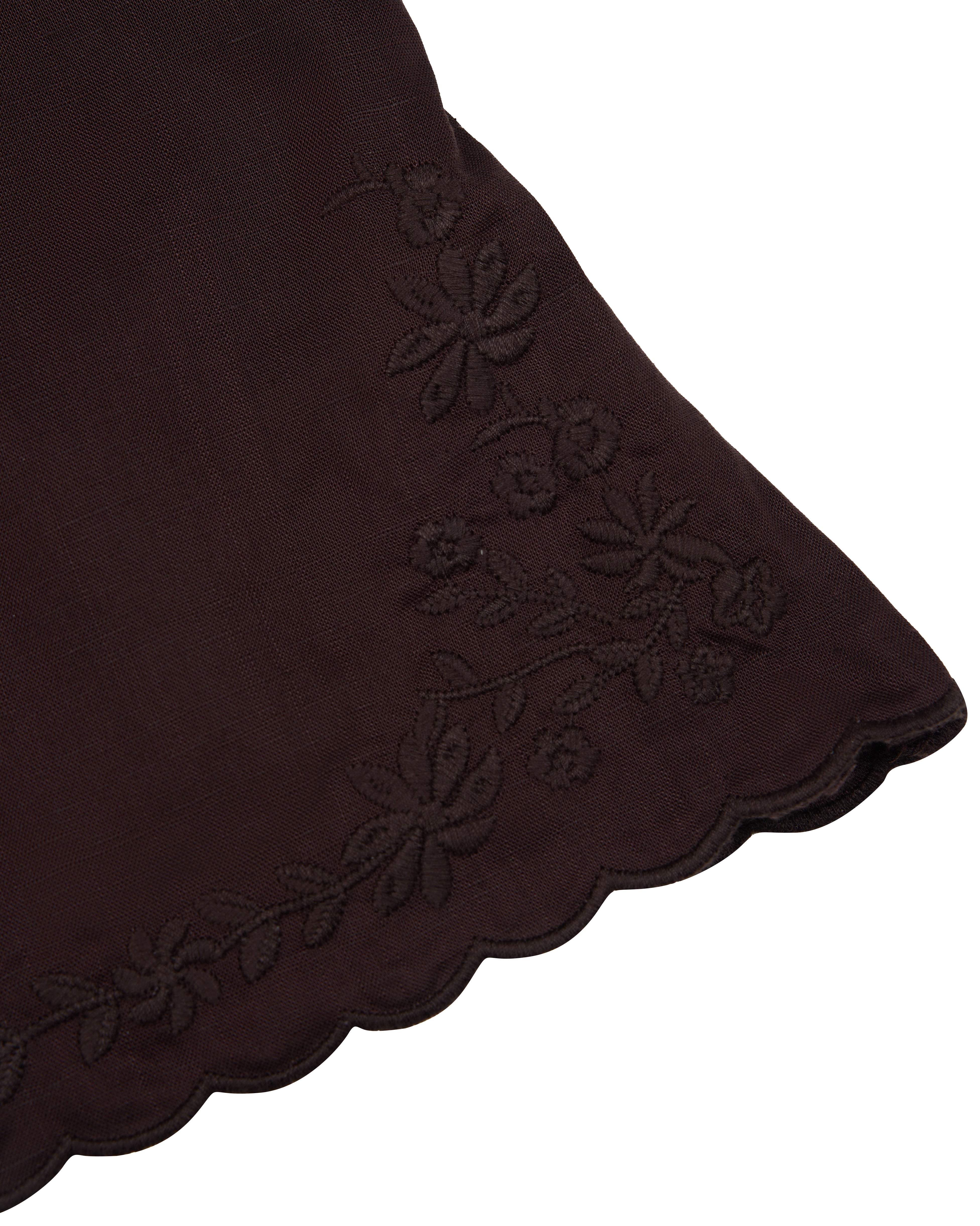 Keepsake Floral Embroidered Linen Top in Espresso