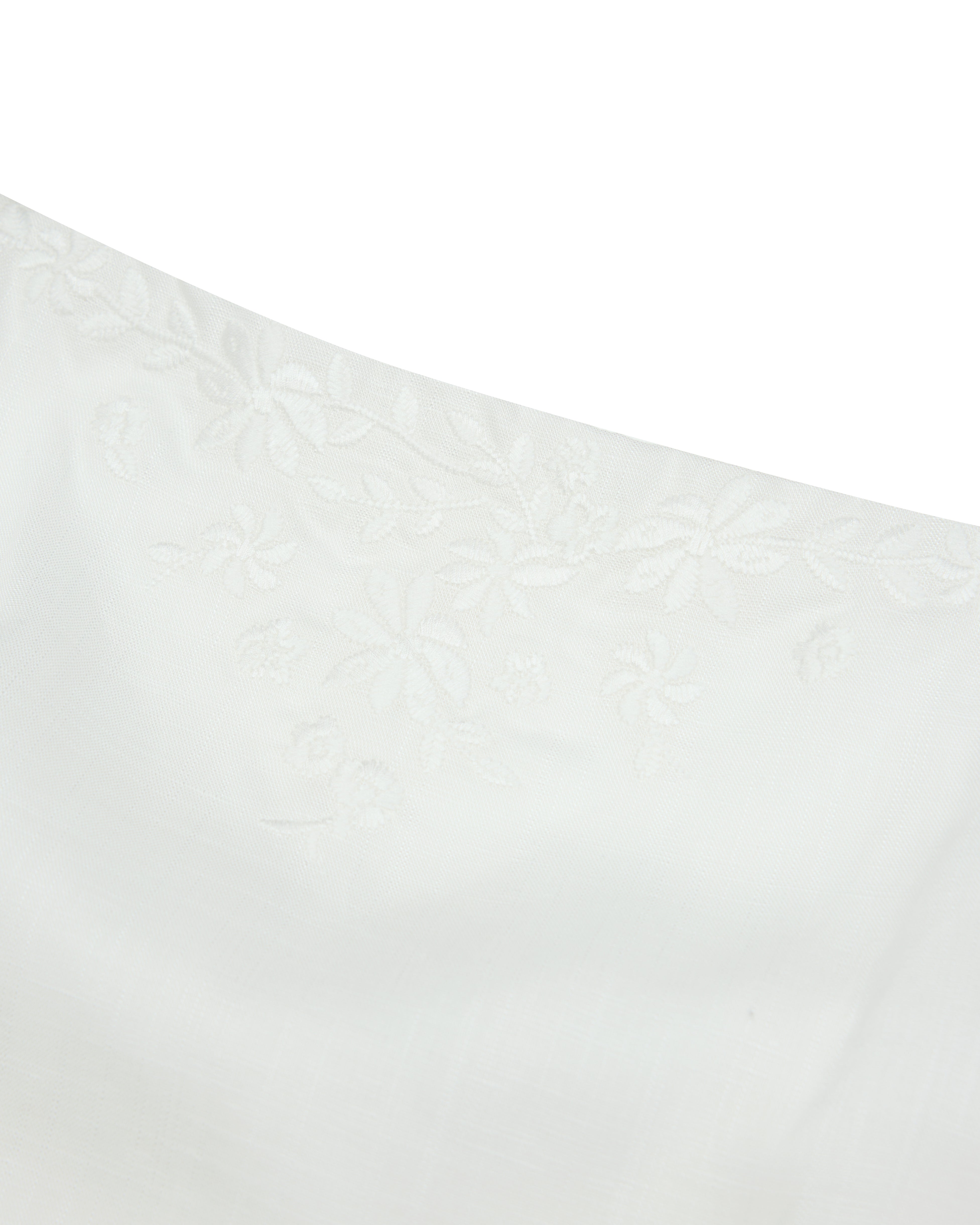 Keepsake Floral Embroidered Linen Top in Ivory