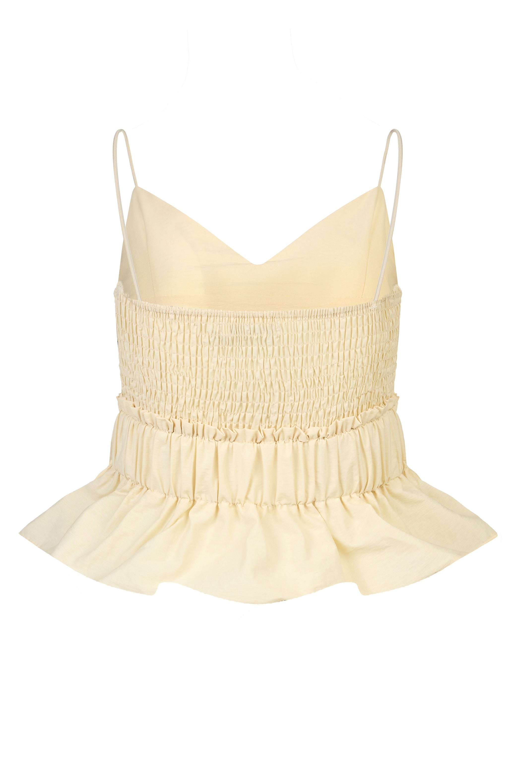 Poppy V-neck Padded Peplum Top in Yellow Creme