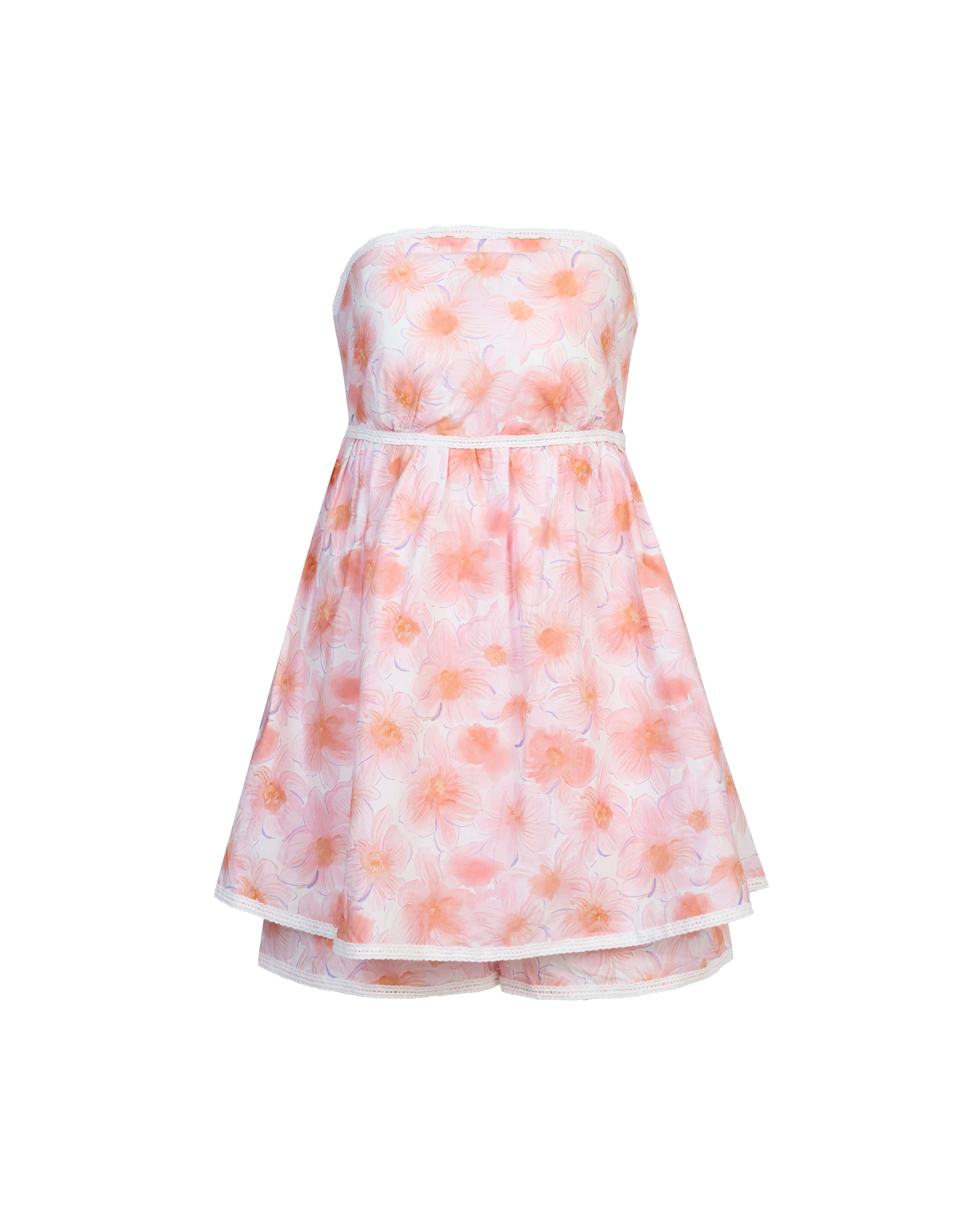 (RESTOCKED) Make Me Blush Babydoll Lace Trim Padded Romper in Orchid Reverie