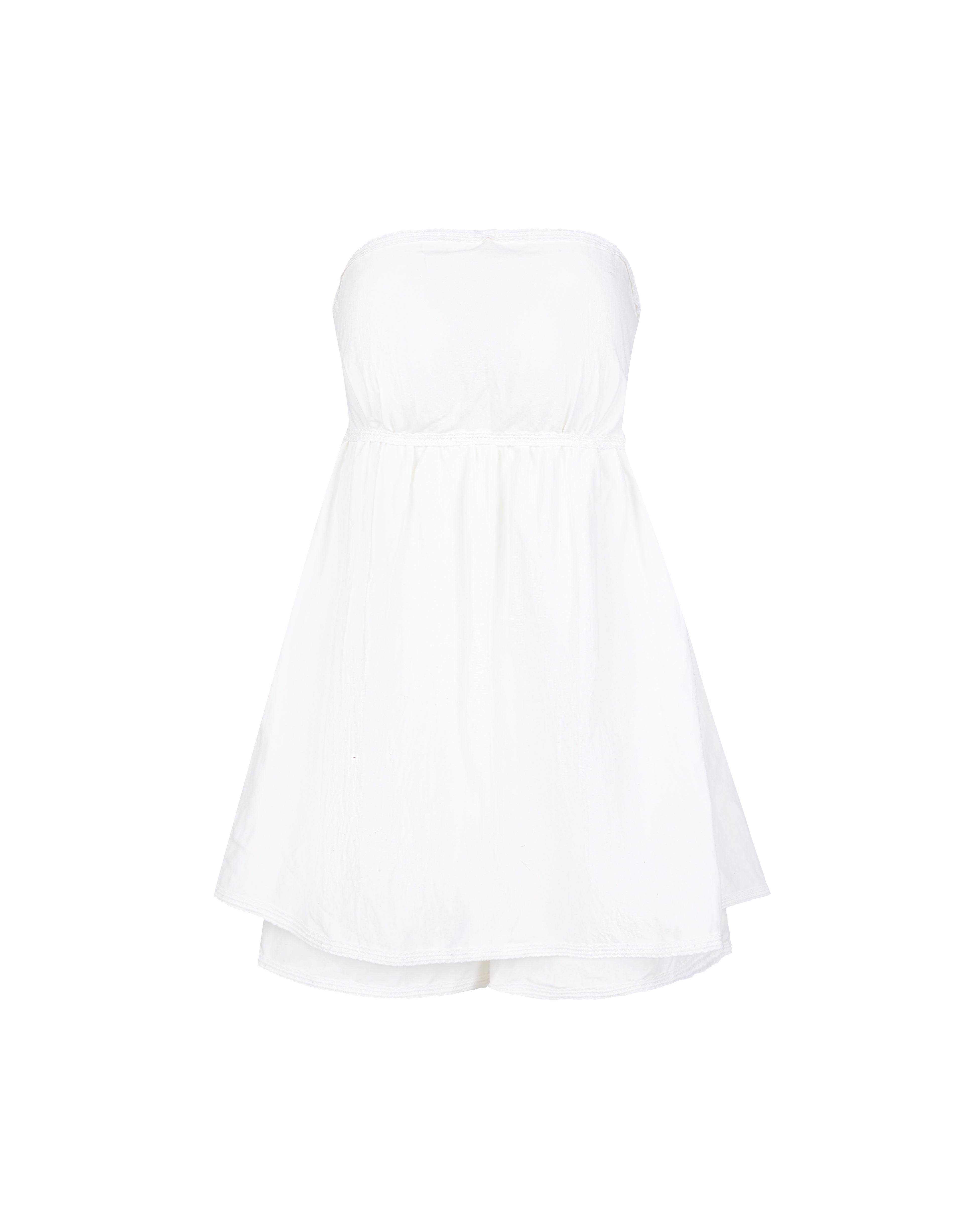 (RESTOCKED) Make Me Blush Babydoll Lace Trim Padded Romper in Ivory