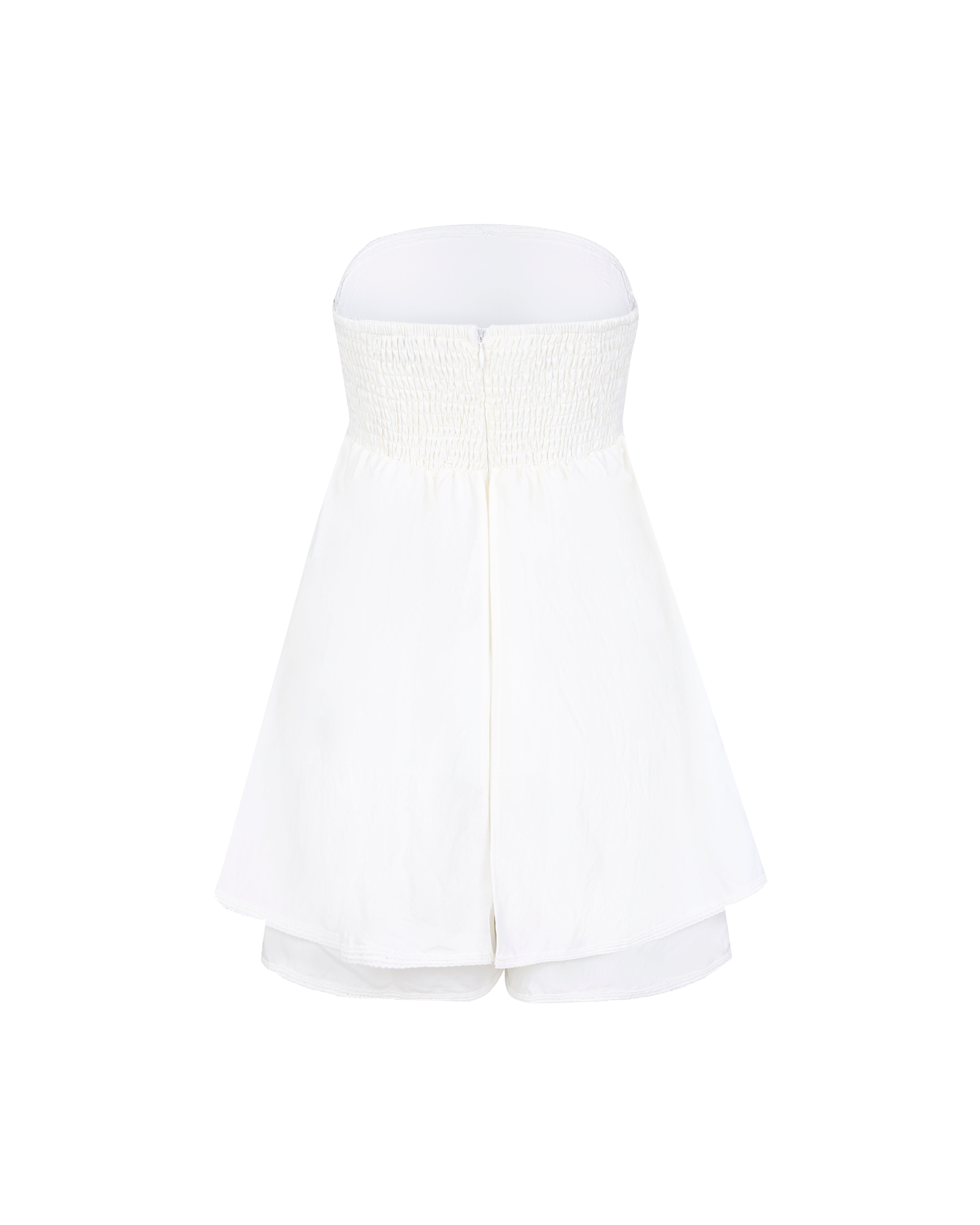 (RESTOCKED) Make Me Blush Babydoll Lace Trim Padded Romper in Ivory