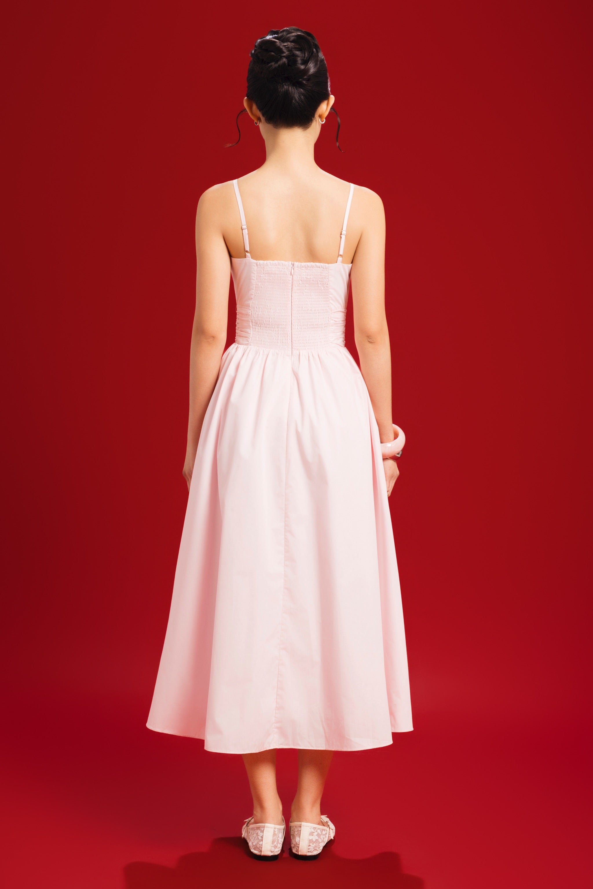 Long Live Fit-and-flare Padded Midi Dress in Cherry Blossom