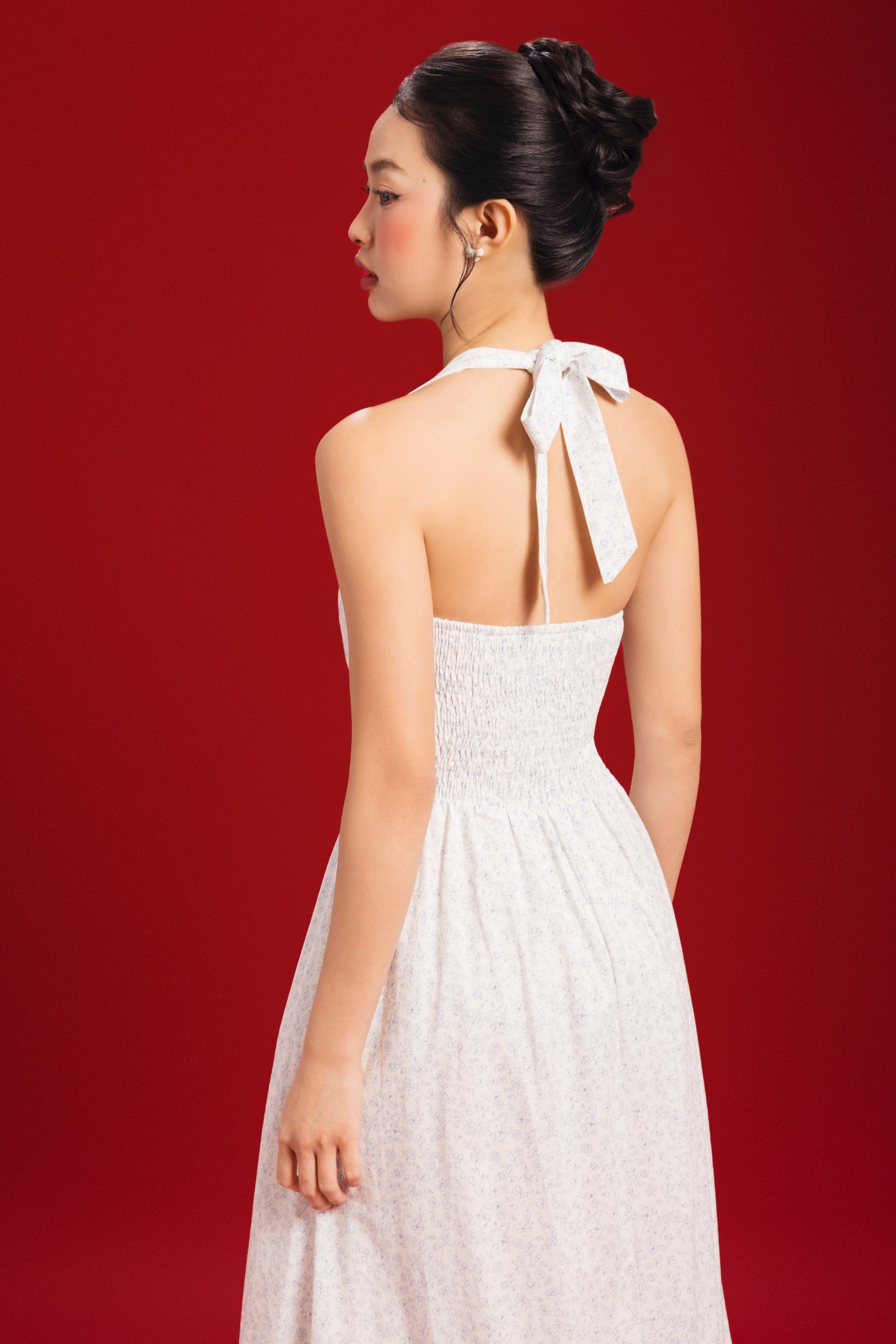 Girl Crush Halter Floral Padded Maxi Dress in Petals At Ease (Blue)