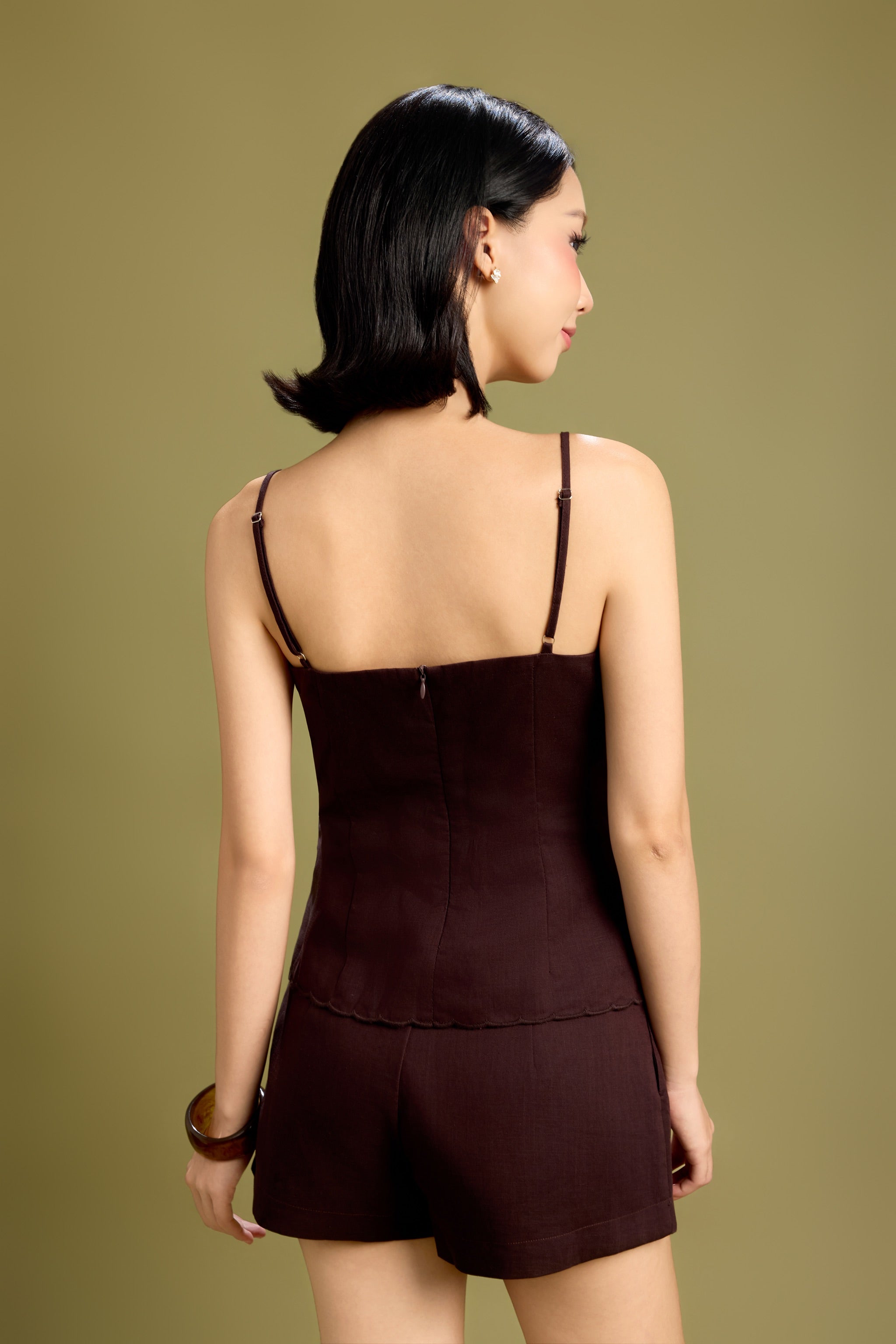 Short Notice Linen A-Line Shorts in Espresso