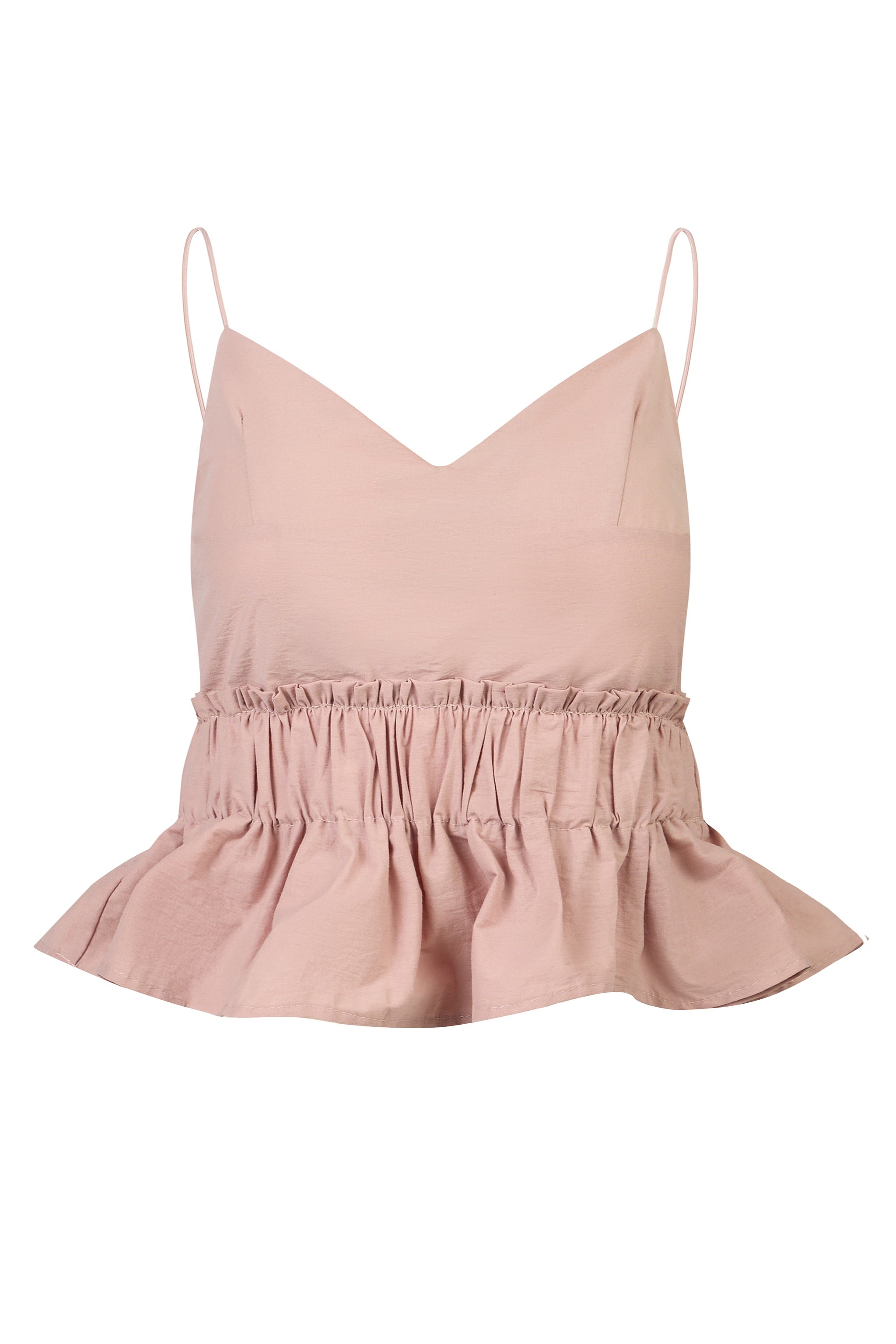 Poppy V-neck Padded Peplum Top in Dusty Pink