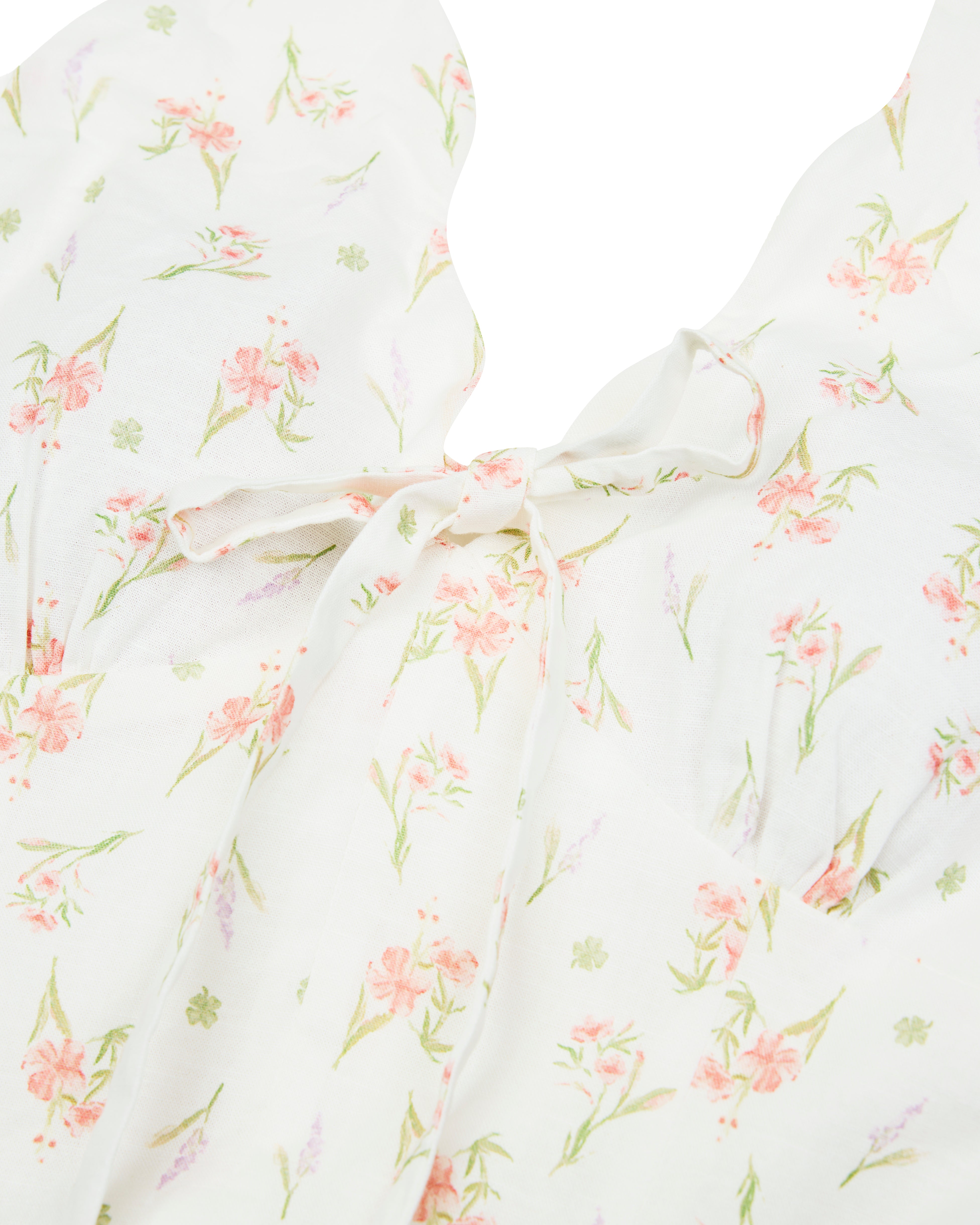 Broadway Scallop Halter Maxi Padded Dress in Lucky Bloom (Cream)