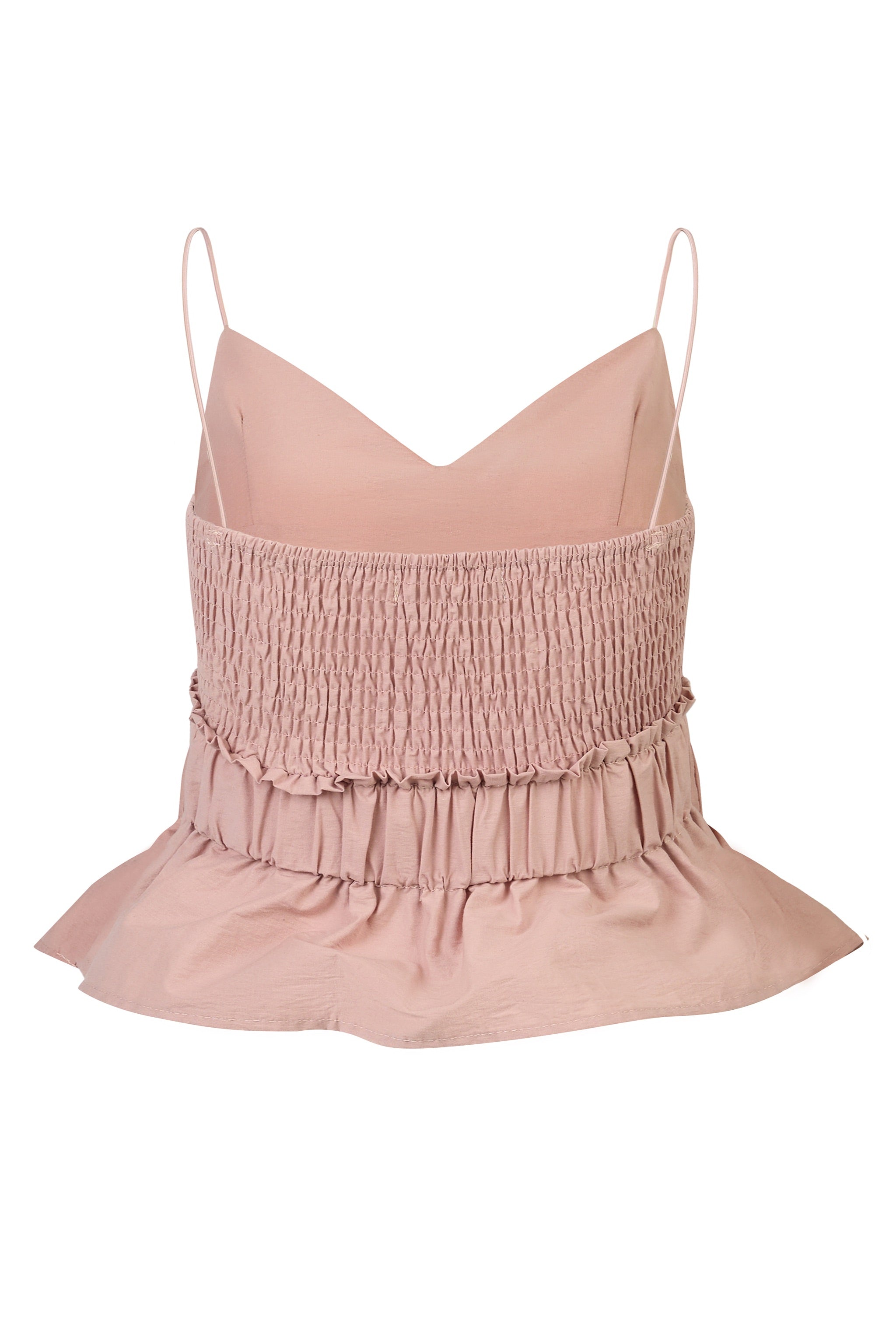 Poppy V-neck Padded Peplum Top in Dusty Pink