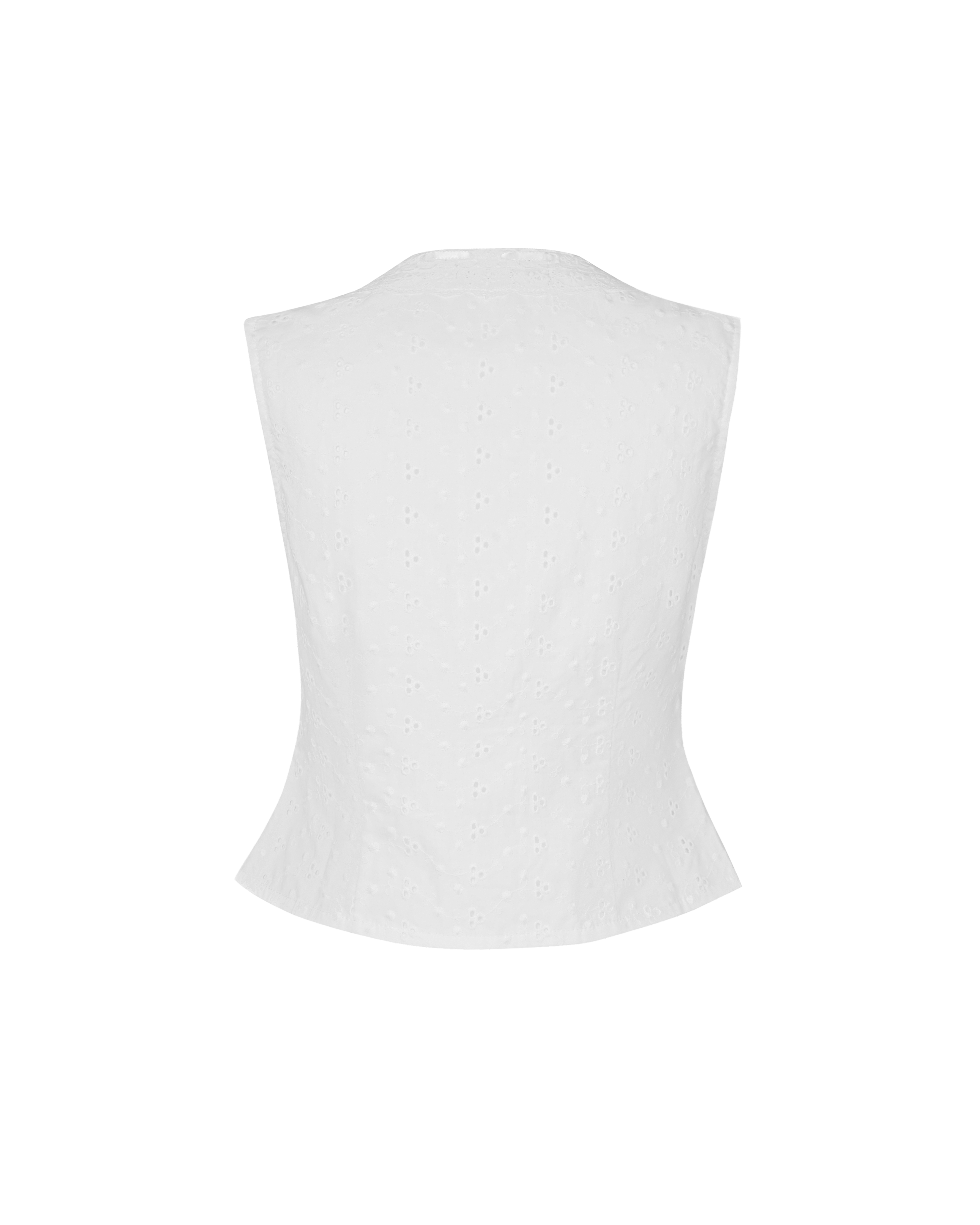 Soft Spot Lace Trim Eyelet V-neck Top in White