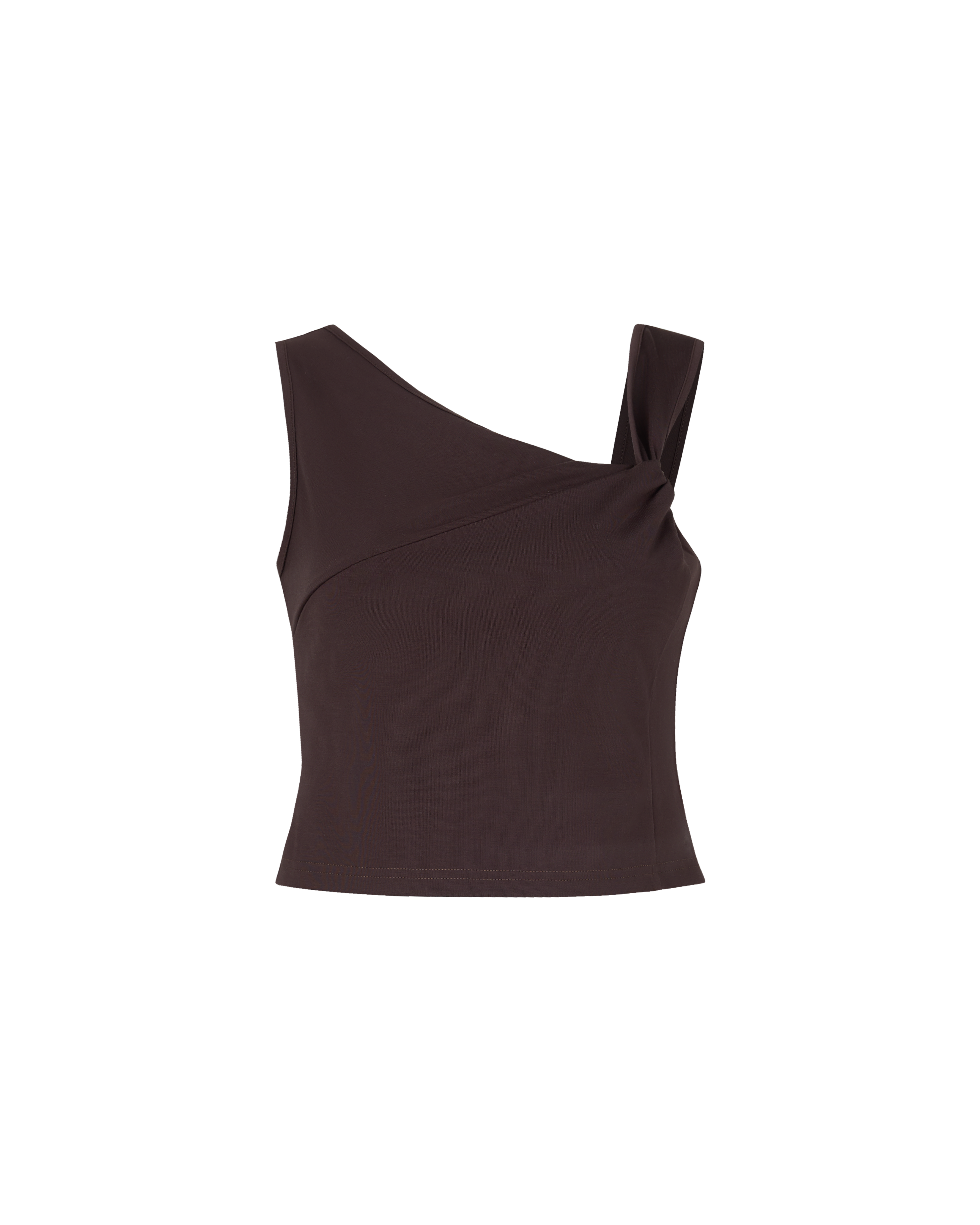 Knot So Simple Asymmetrical Crop Top in Espresso
