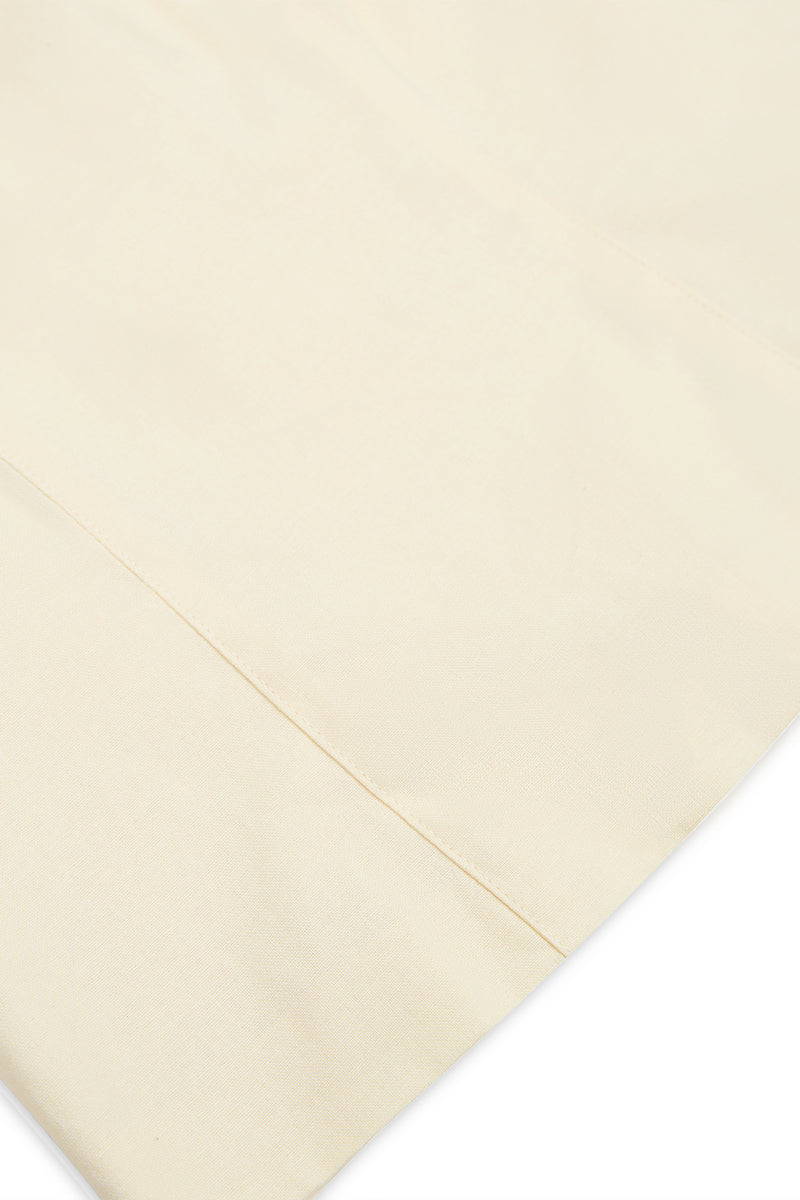 Daylight Plans Lace Trim Linen Square Neck Top in Yellow Creme