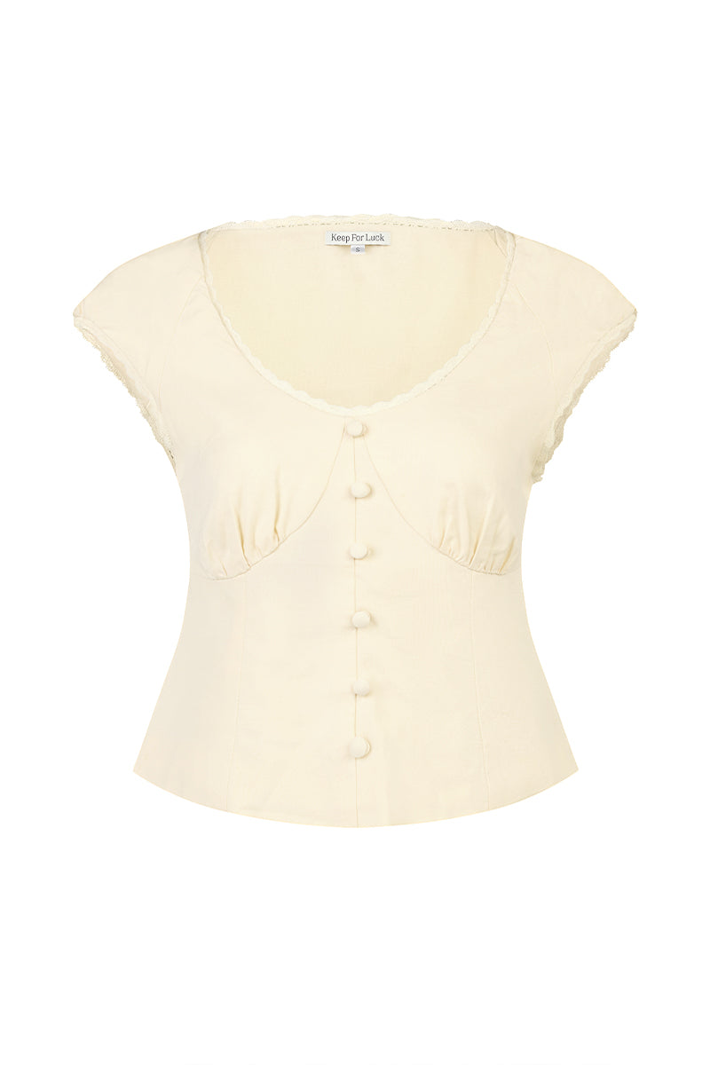 Honey Season Linen Cap Sleeve Top in Yellow Creme
