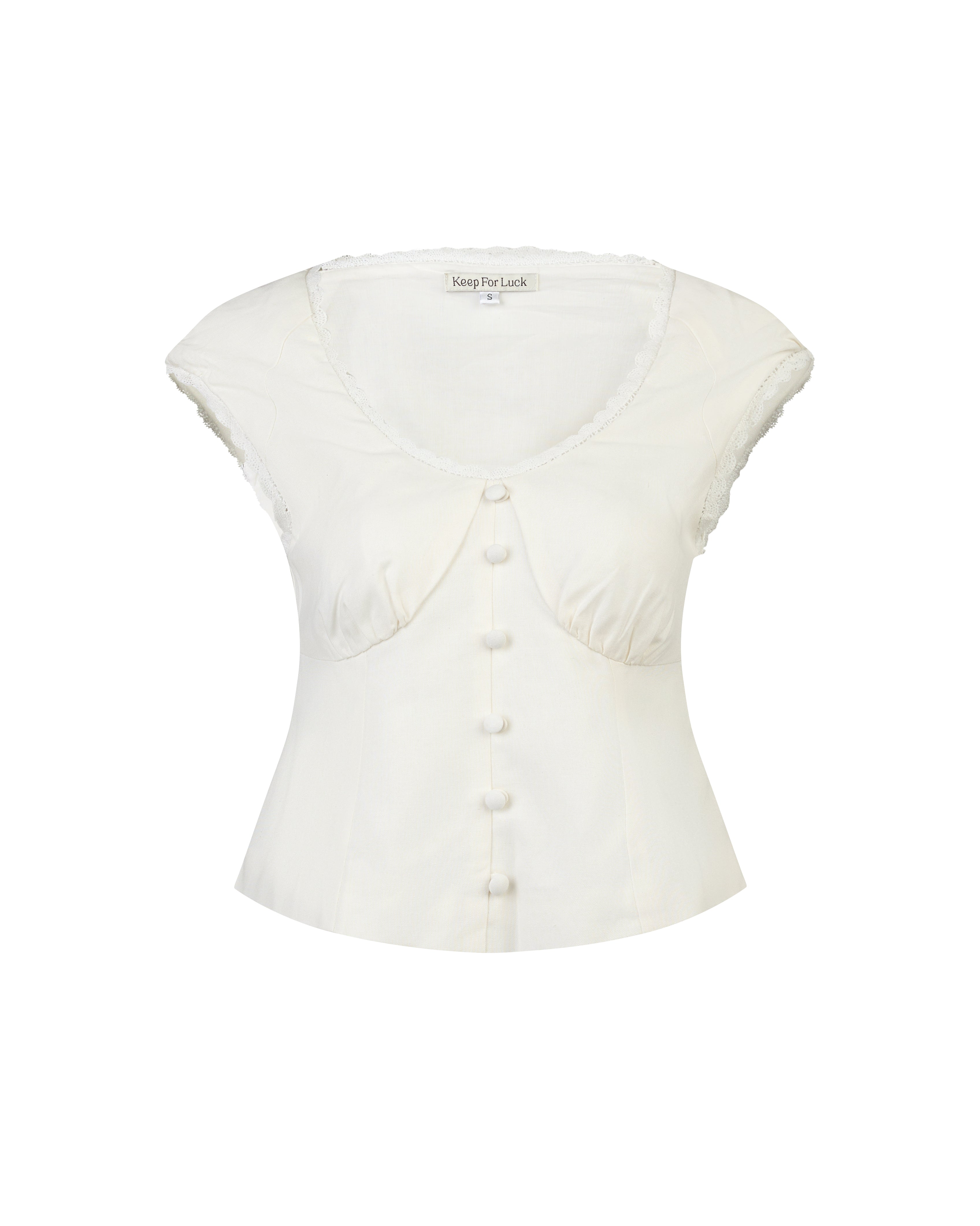 Honey Season Linen Cap Sleeve Top in White