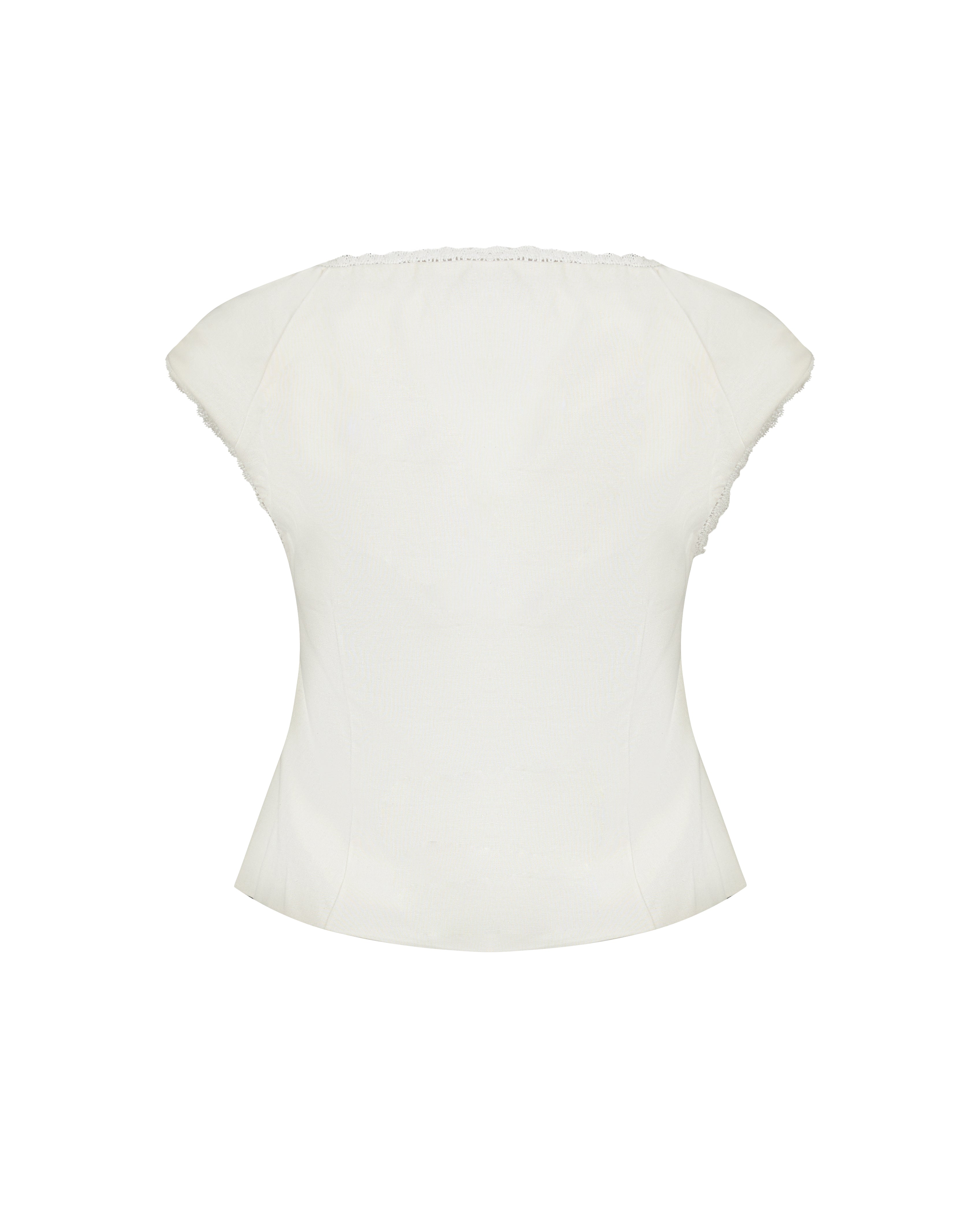 Honey Season Linen Cap Sleeve Top in White