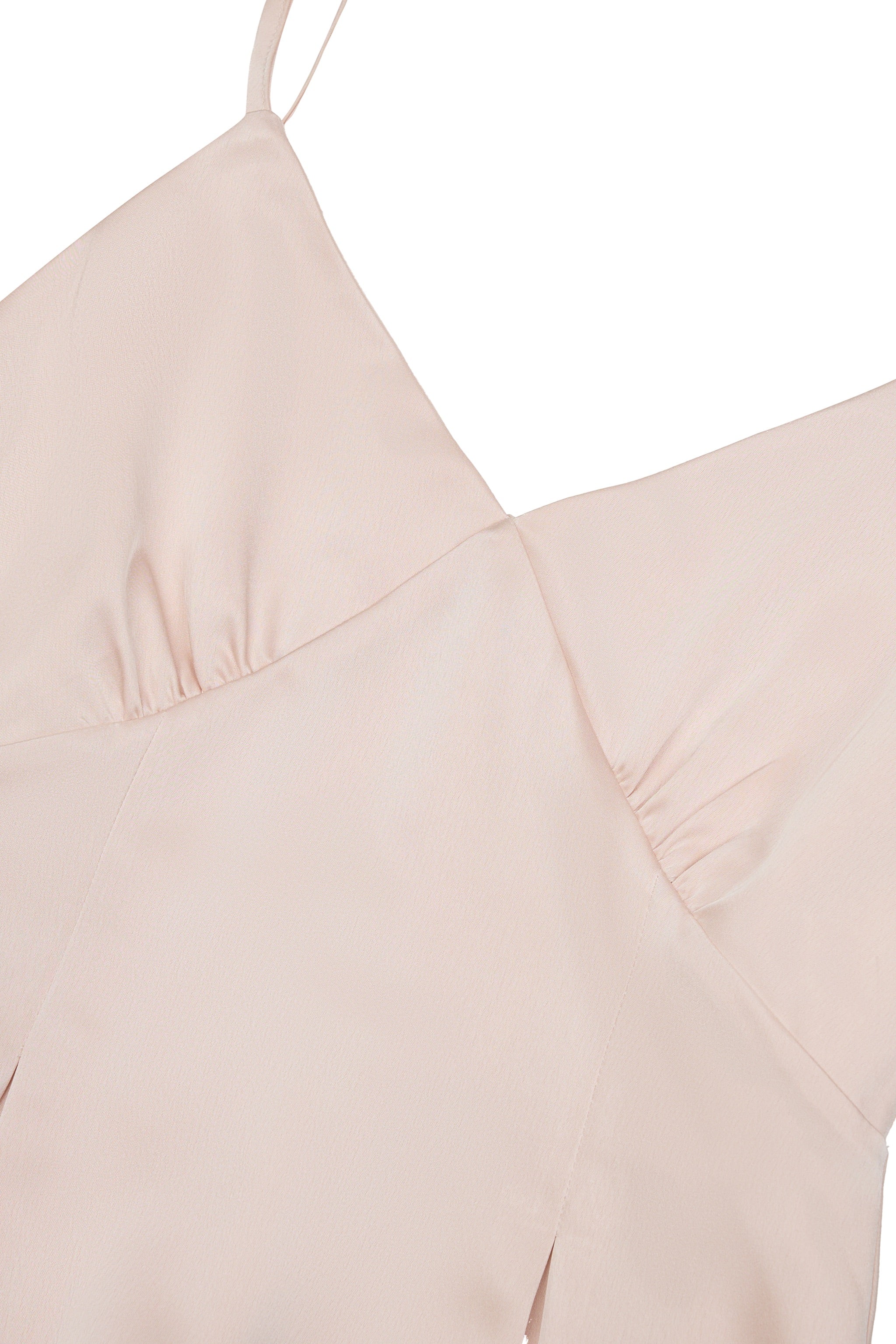 Opulence V-neck Padded Satin Dress in Ballet Pink