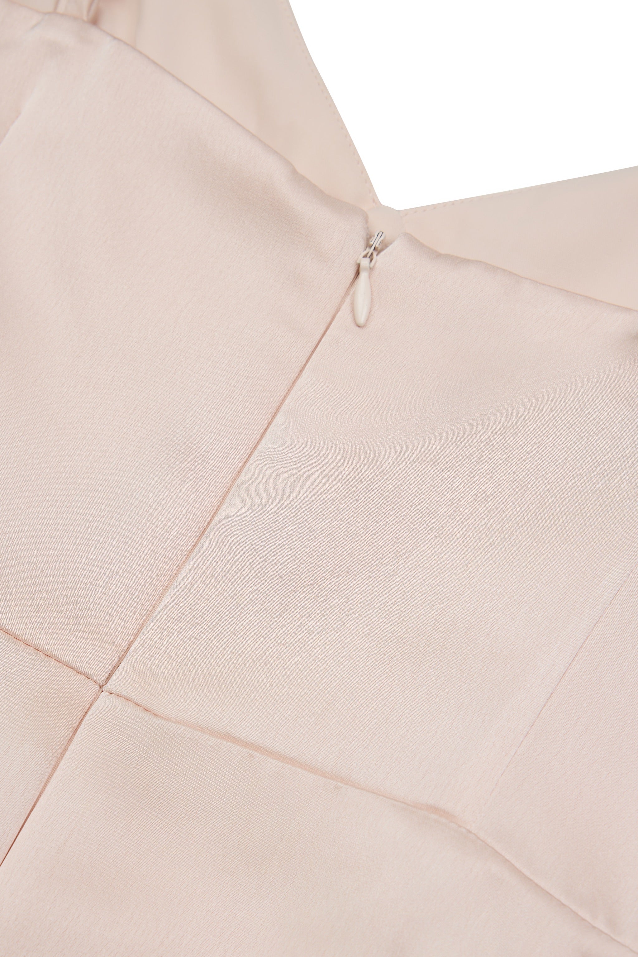 Opulence V-neck Padded Satin Dress in Ballet Pink