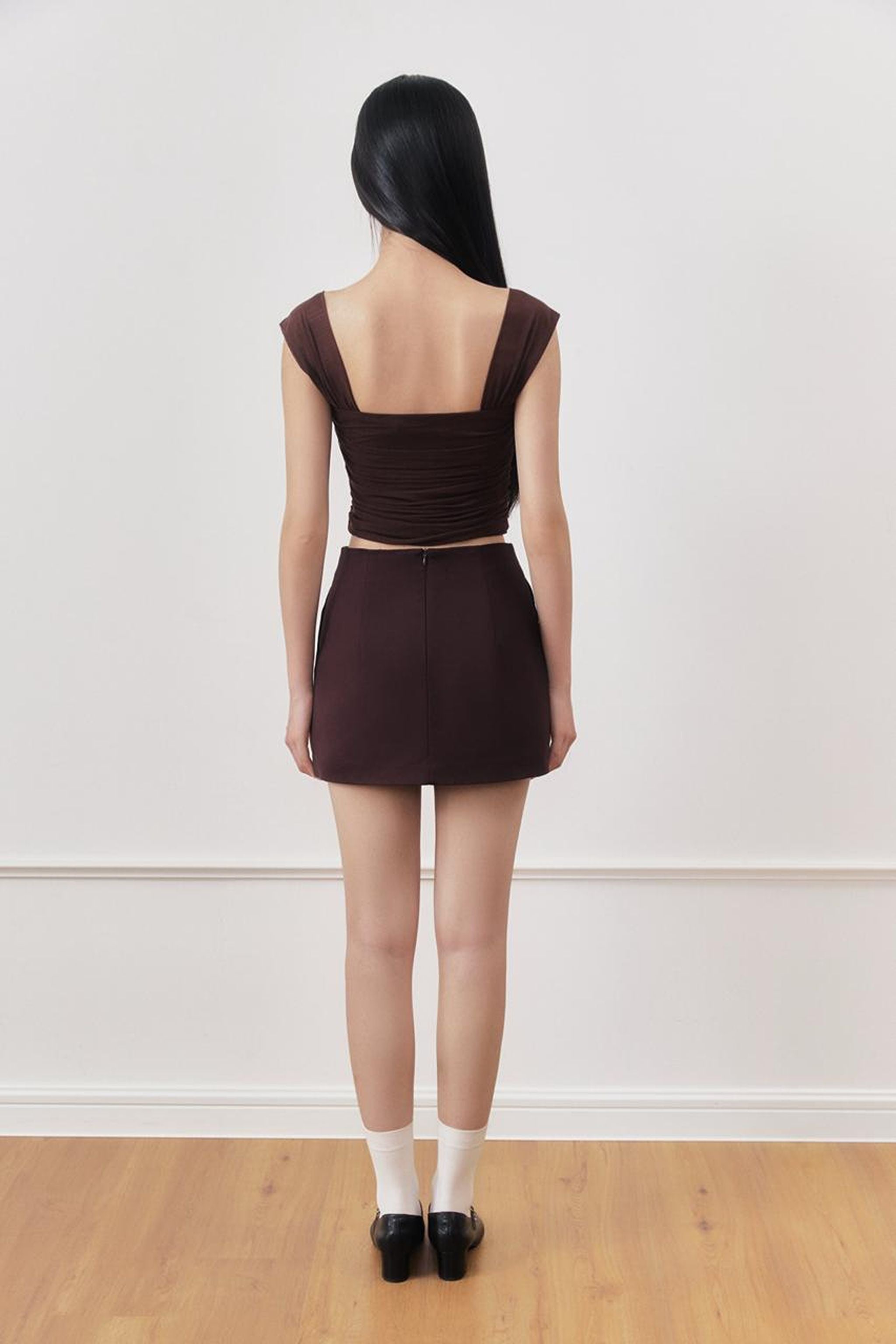 First-Pick Tailored High Waist A-Line Skorts in Coffee