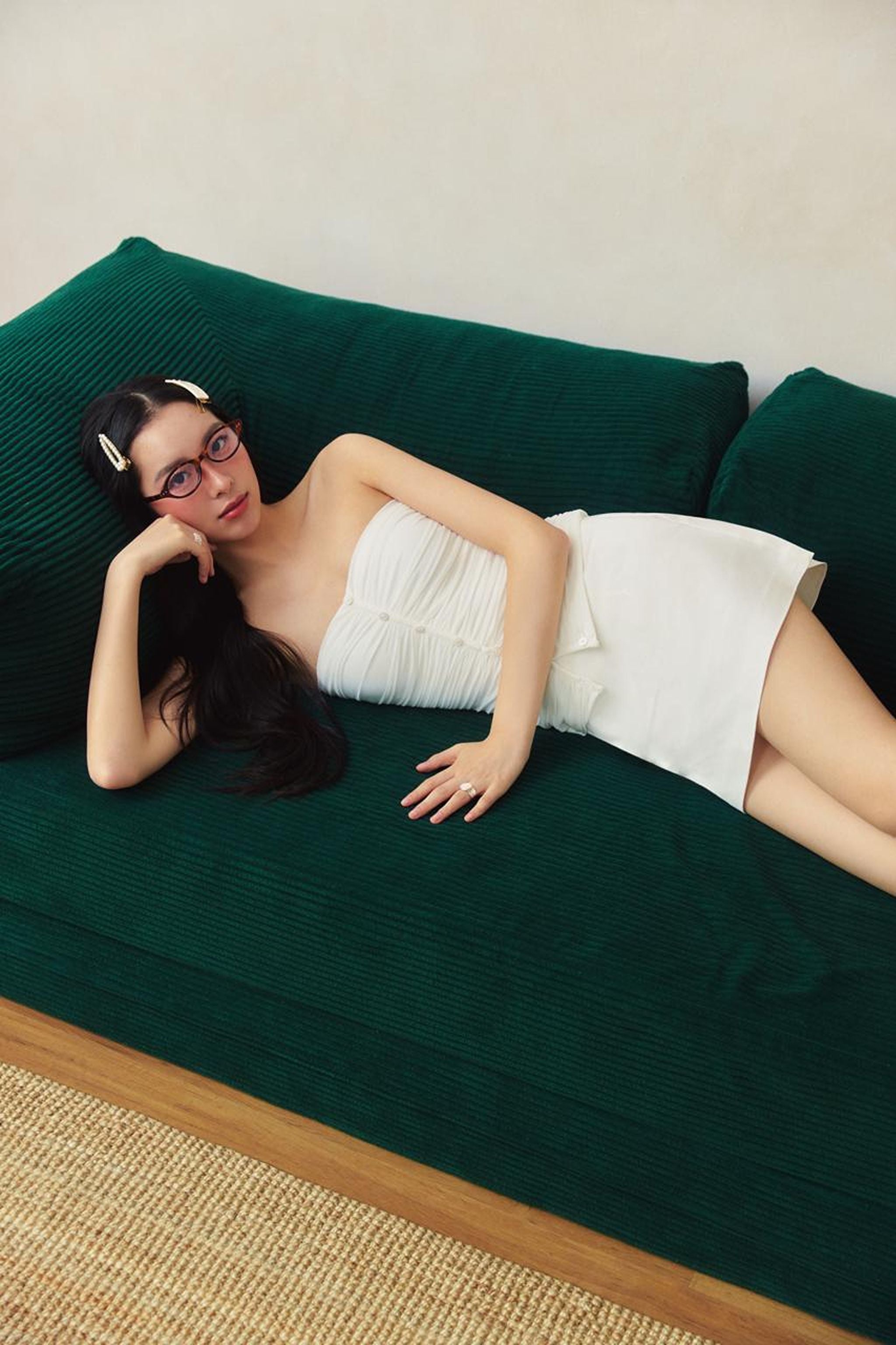 Soufflé Padded Ruched Mesh Tube Top in White
