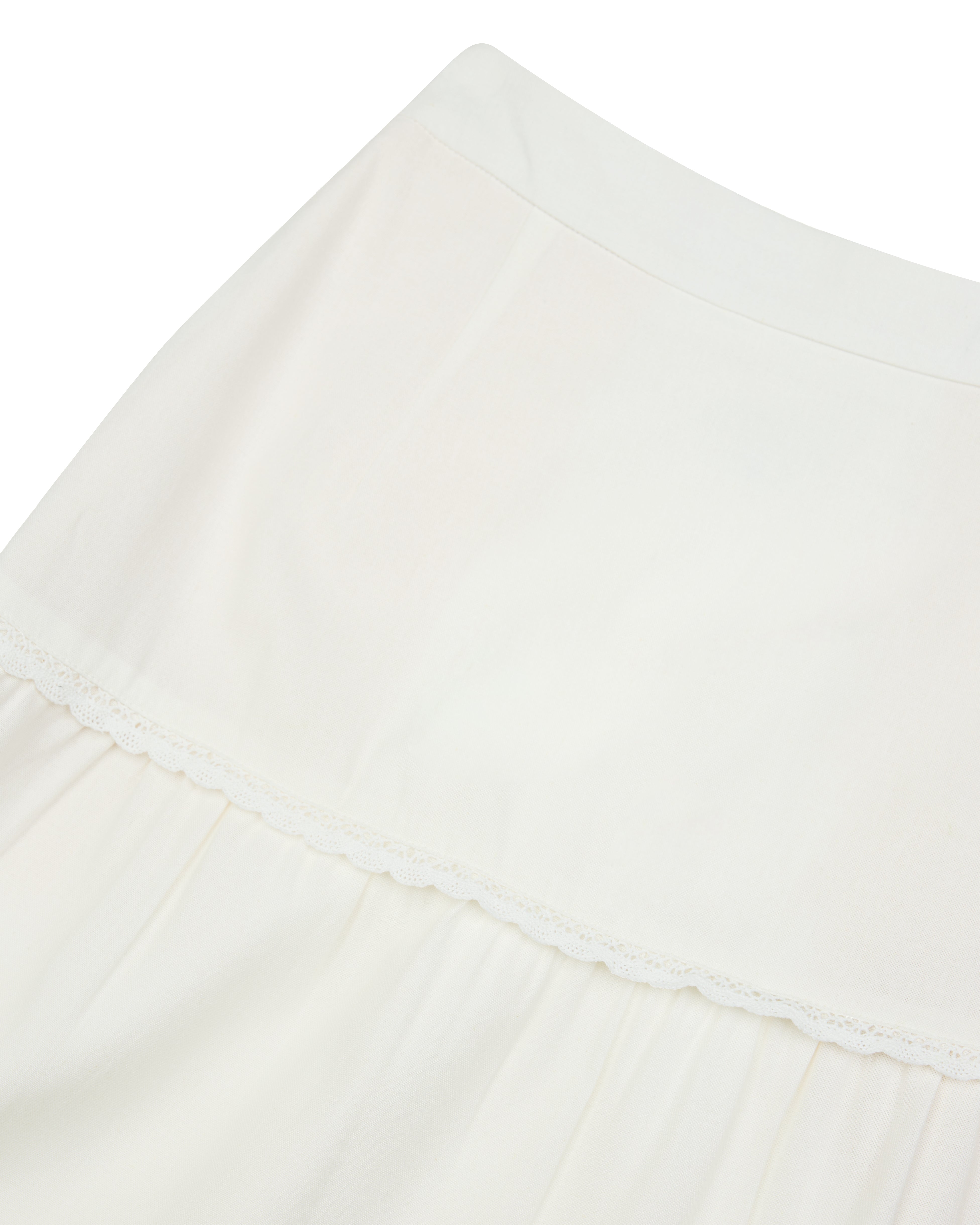Summer House Lace Trim Tiered Linen Maxi Skirt in White