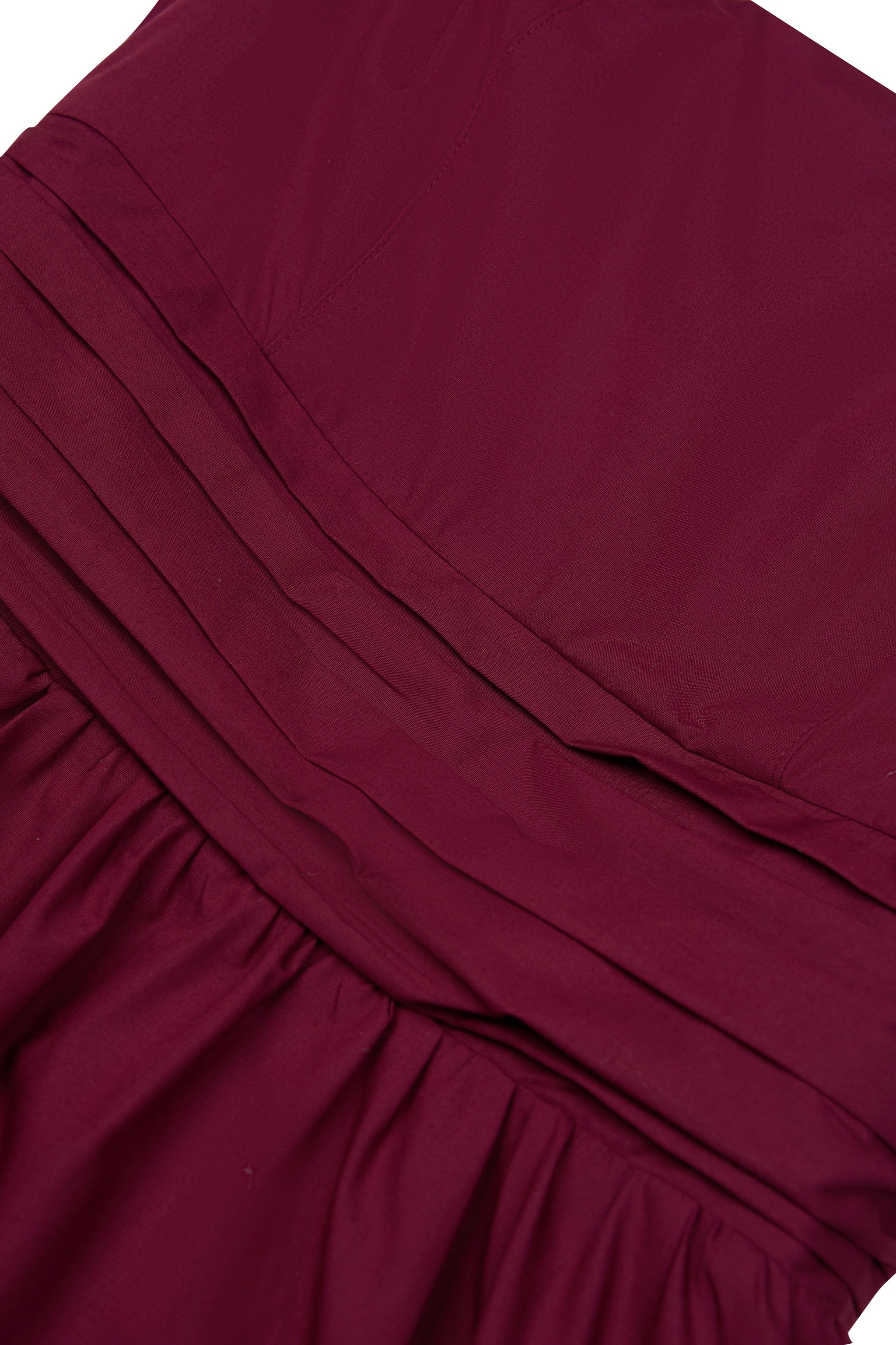 Long Live Fit-and-flare Padded Midi Dress in Burgundy