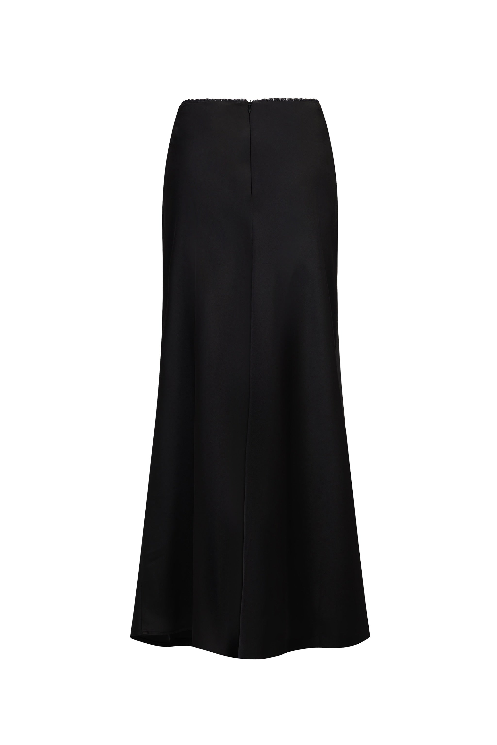Allure Satin Maxi Flare Skirt in Black