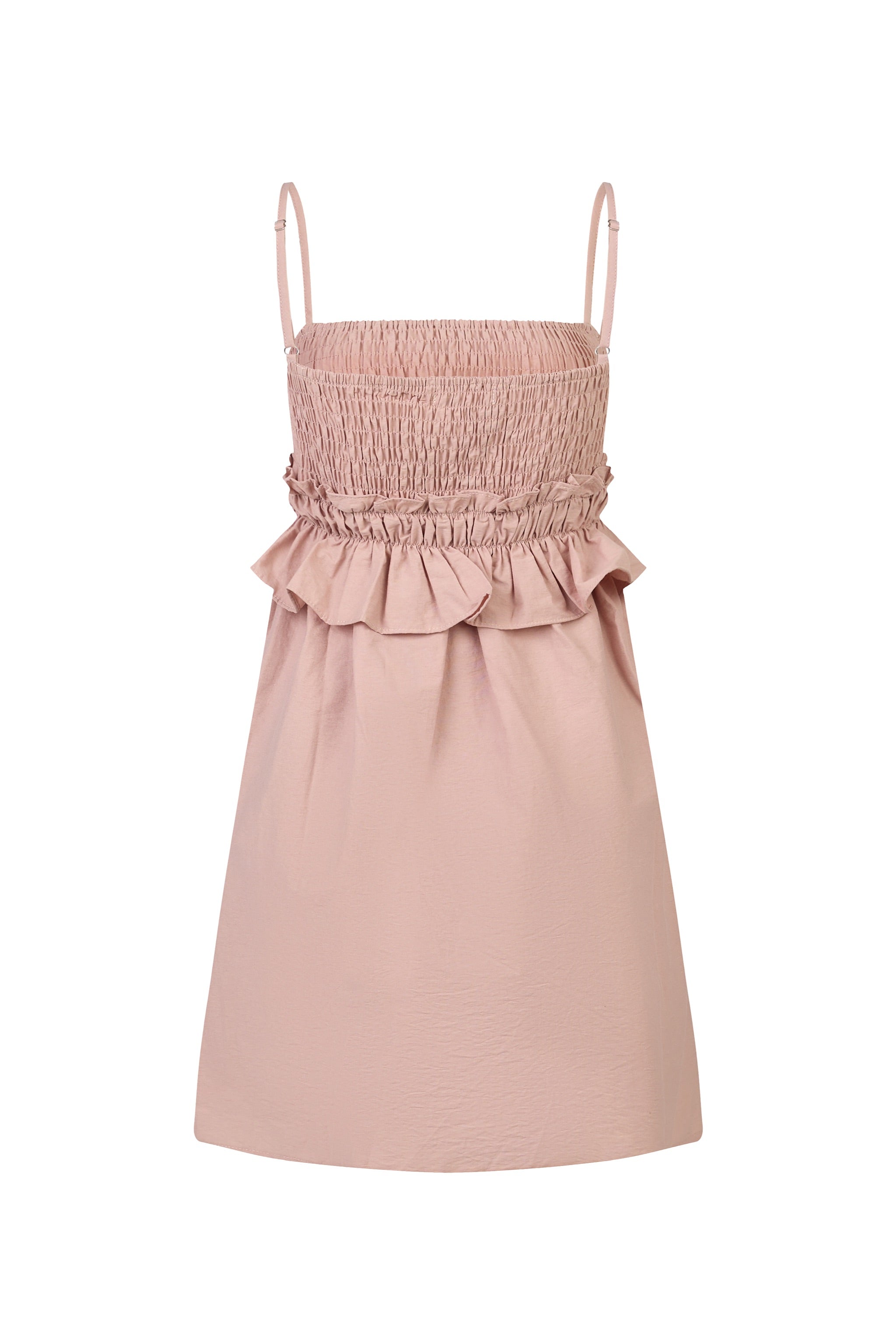 Buttercup Smocked Ruffle Babydoll Dress in Dusty Pink