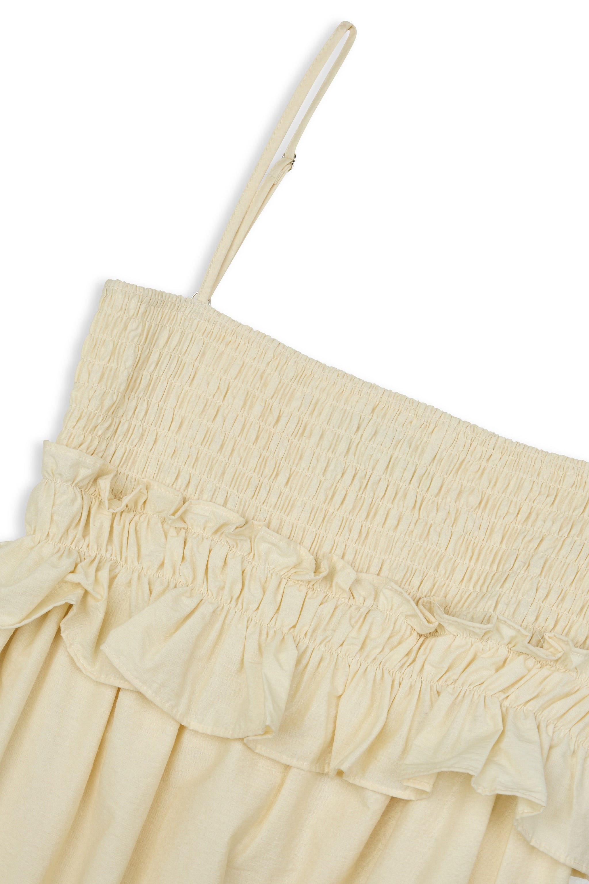 Buttercup Smocked Ruffle Babydoll Dress in Yellow Creme