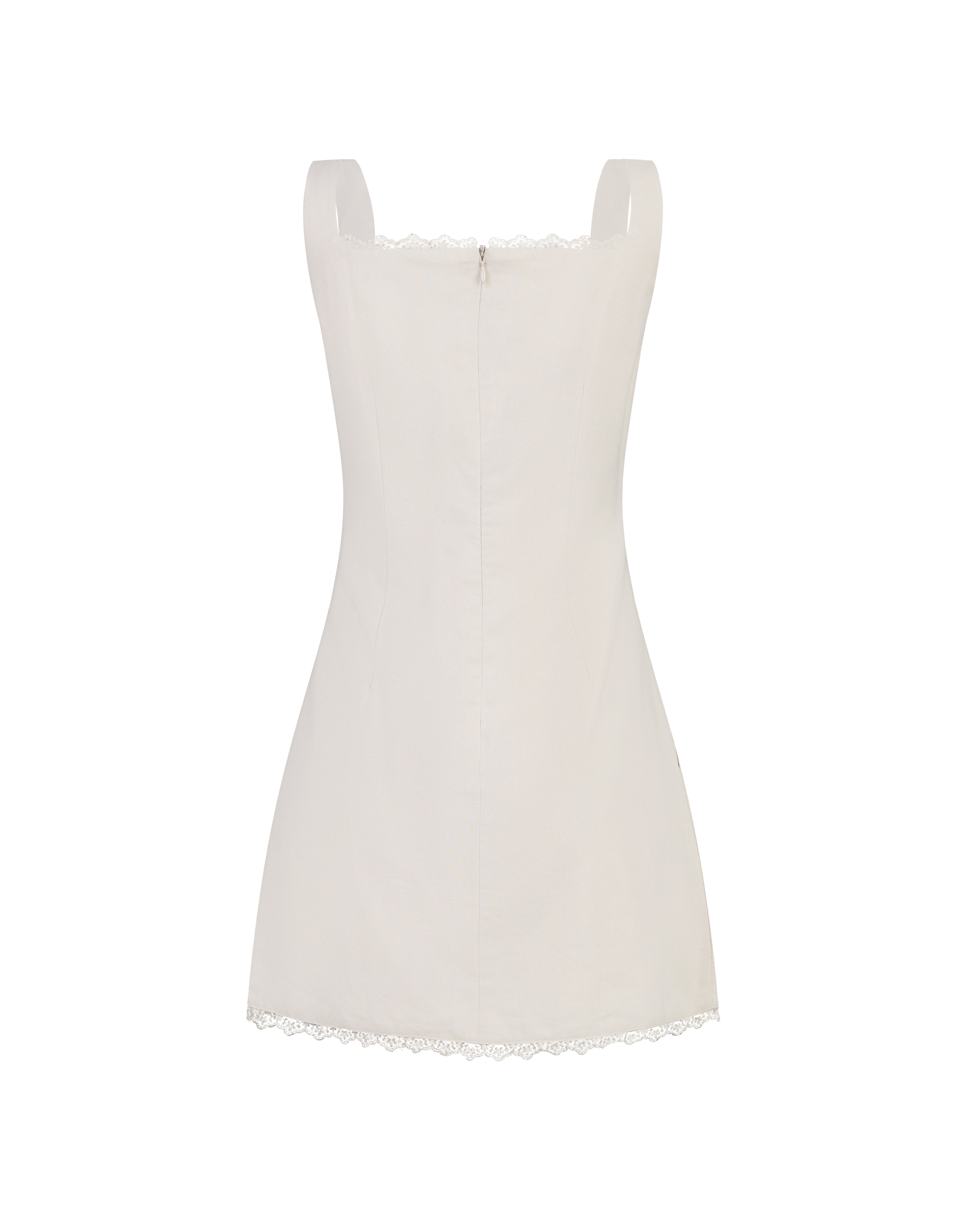 On A Whim Linen A-Line Mini Dress in Cream