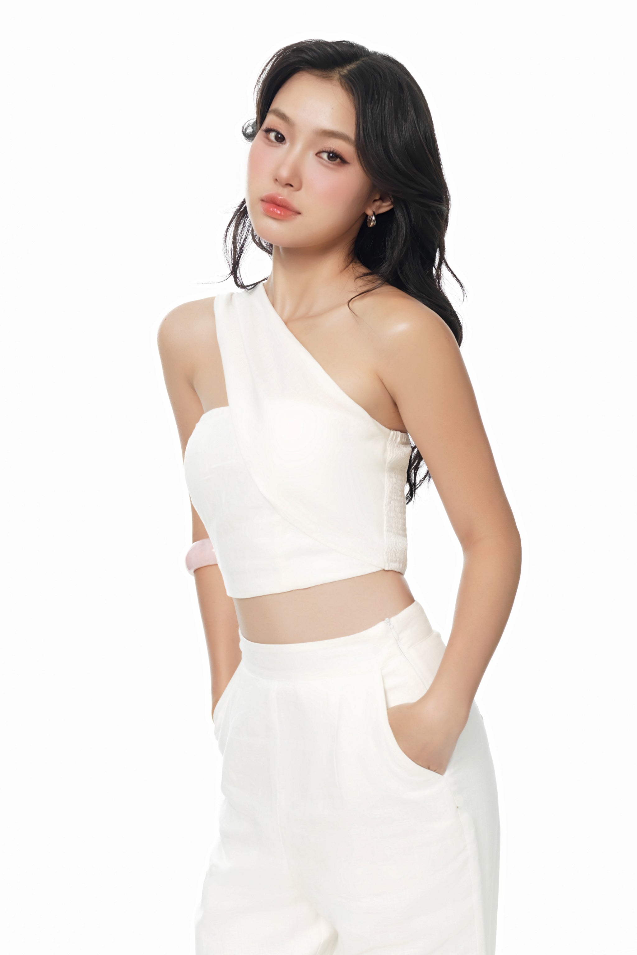 All Tied Up Multi-way Linen Smocked Top in Ivory