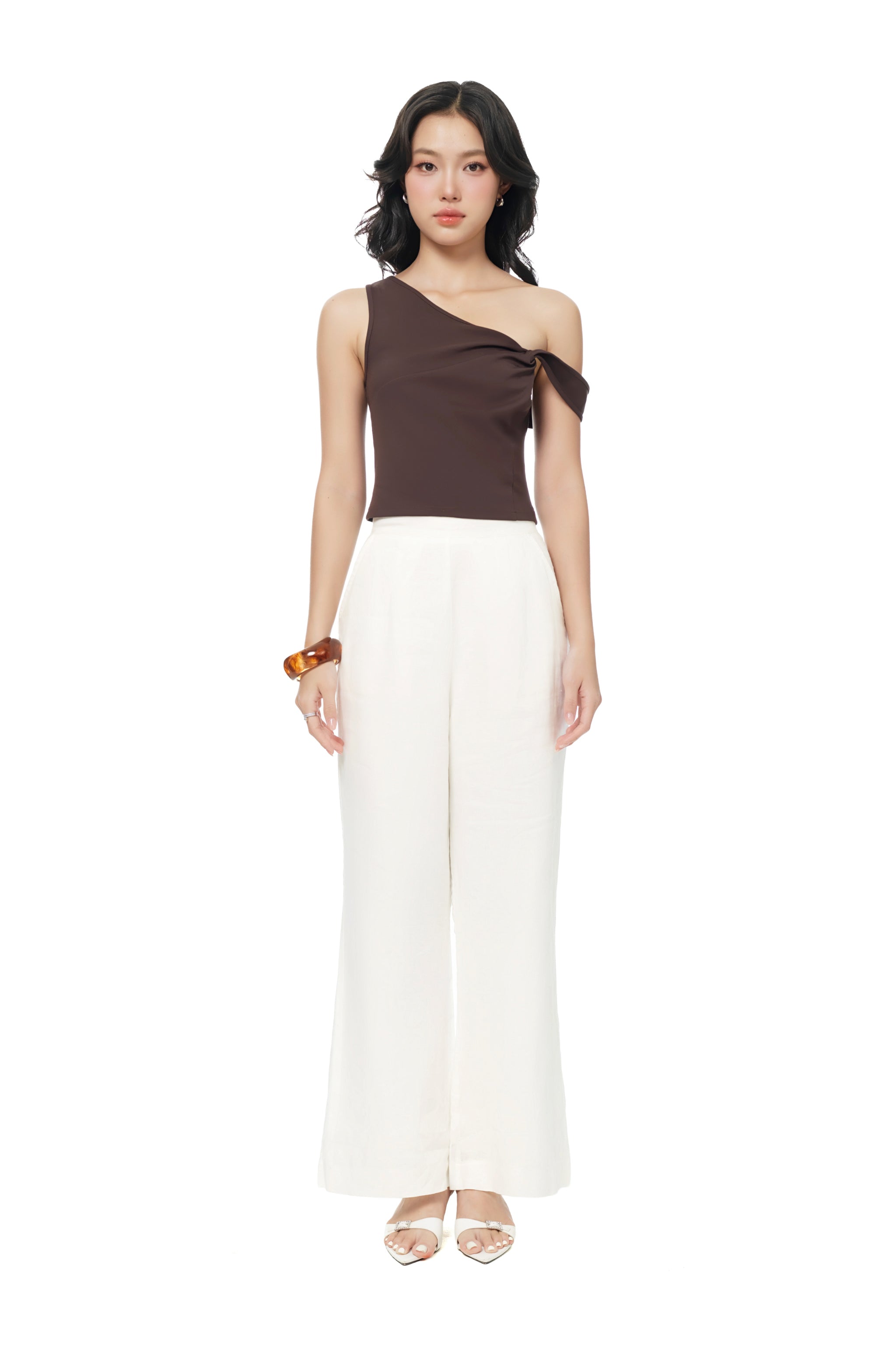 Knot So Simple Asymmetrical Crop Top in Espresso