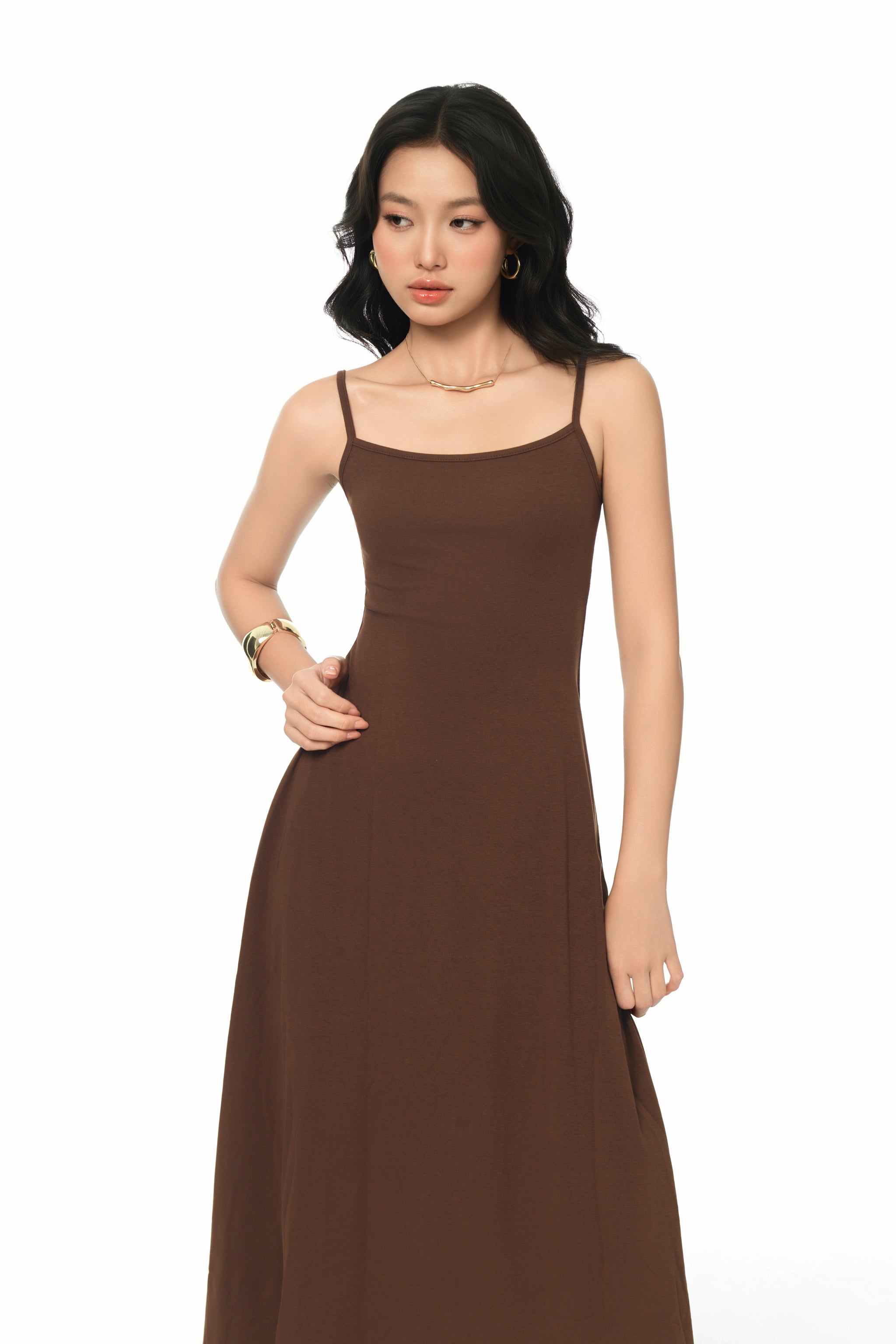 Residential Slip-on Maxi Dress in Mocha