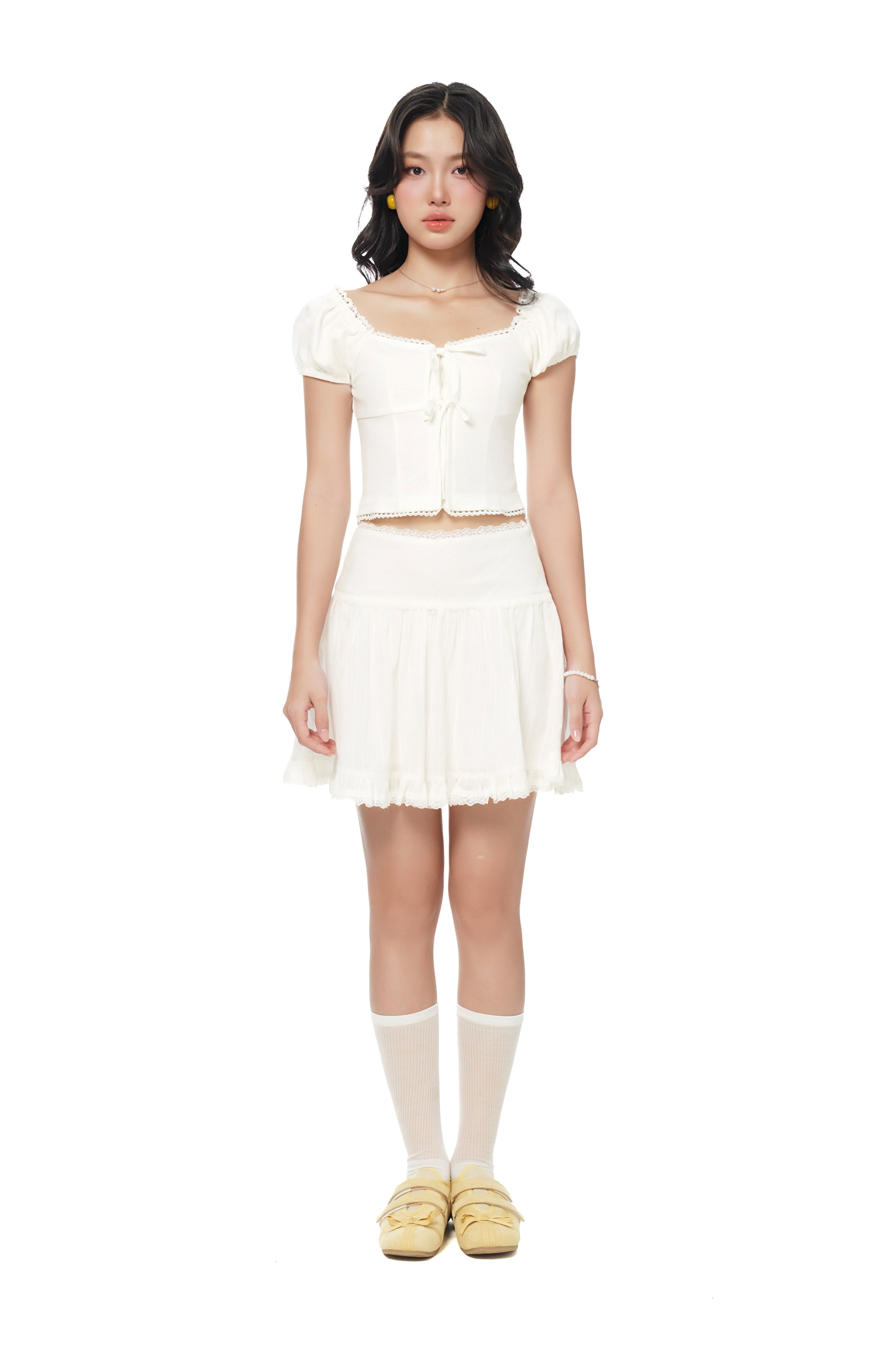 Farmer’s Market Ribbon Corset Top in White