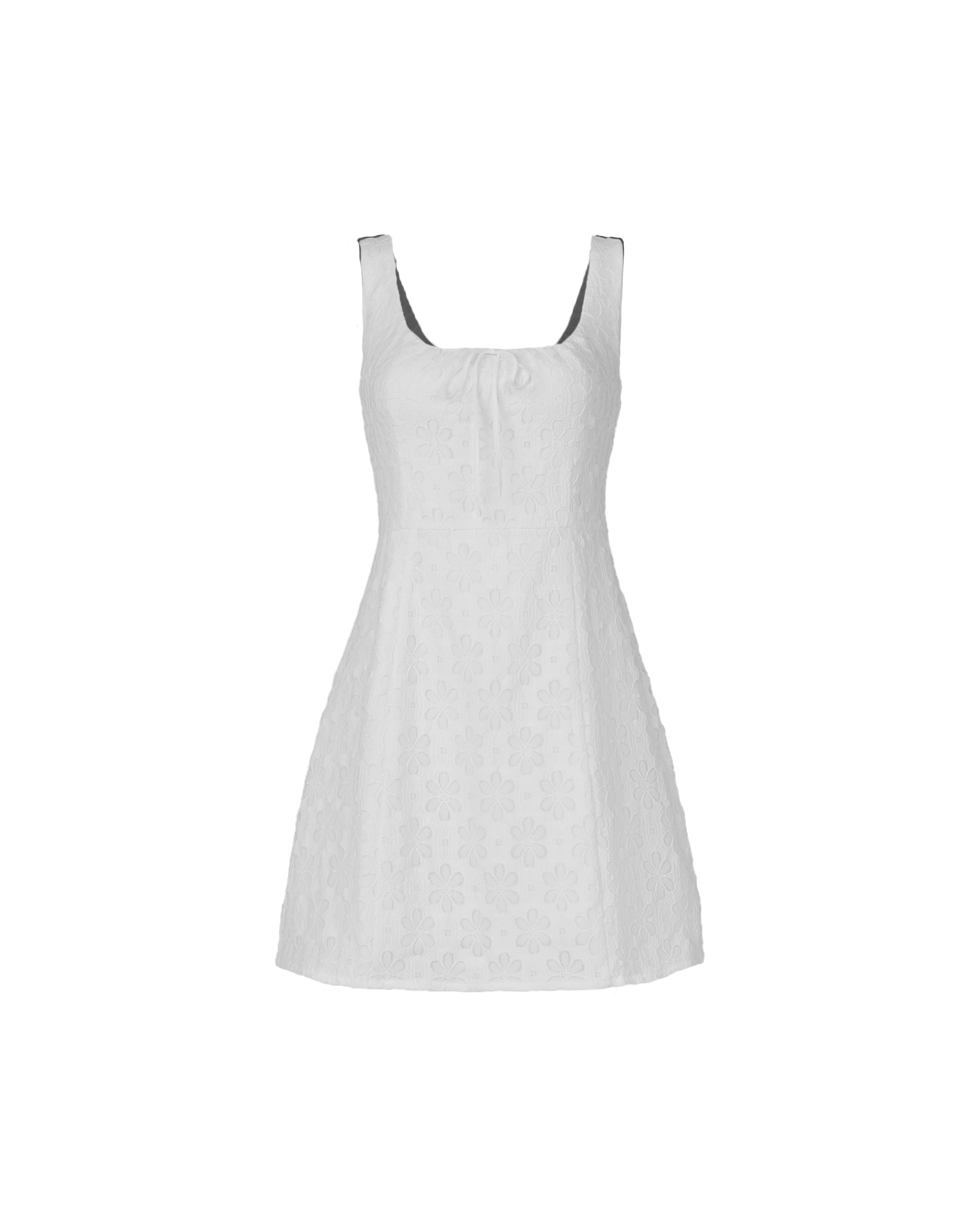 Dote On Me Lace Up Mini Dress in White