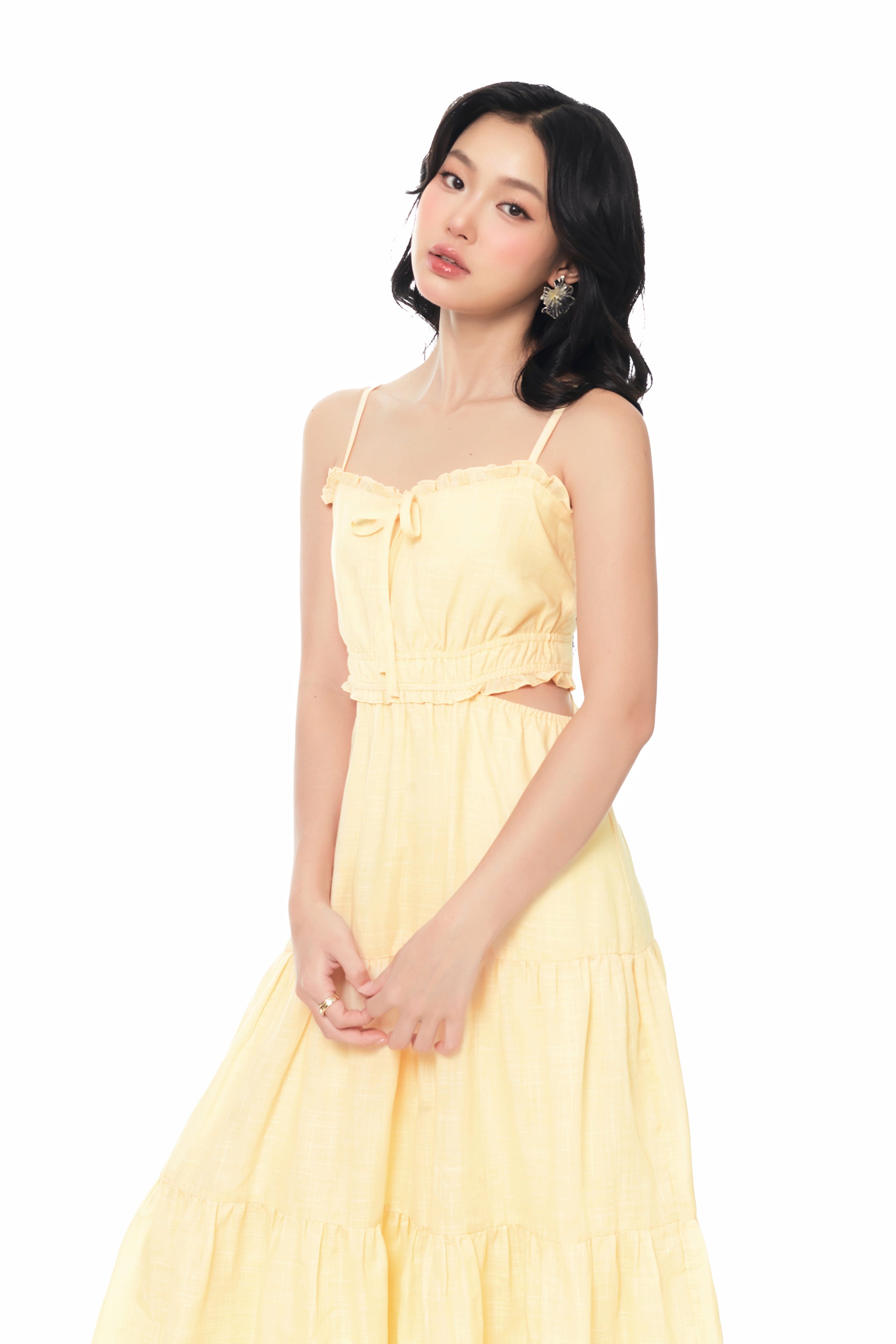 Quiet Chatter Maxi Cut-out Dress in Butter
