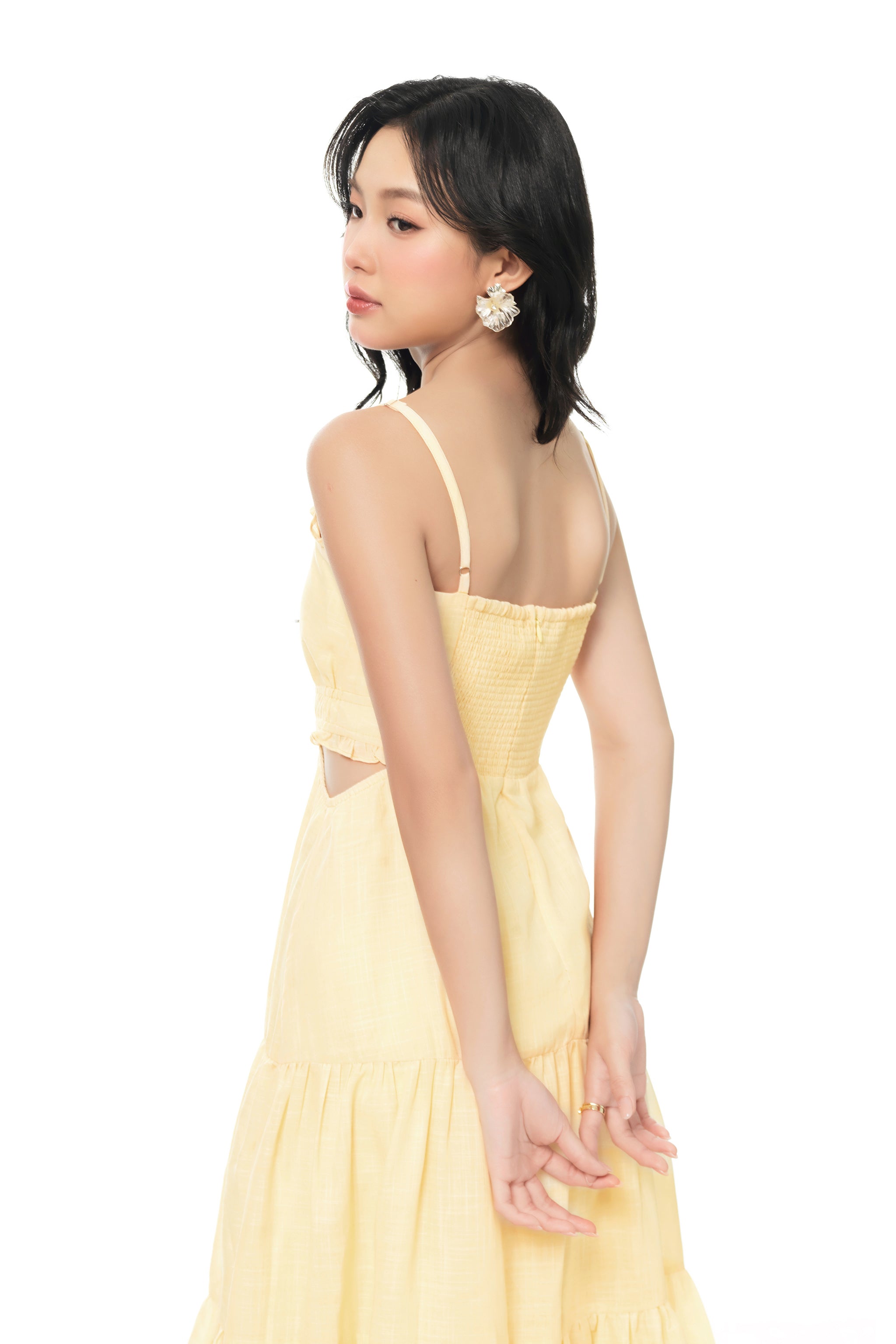 Quiet Chatter Maxi Cut-out Dress in Butter