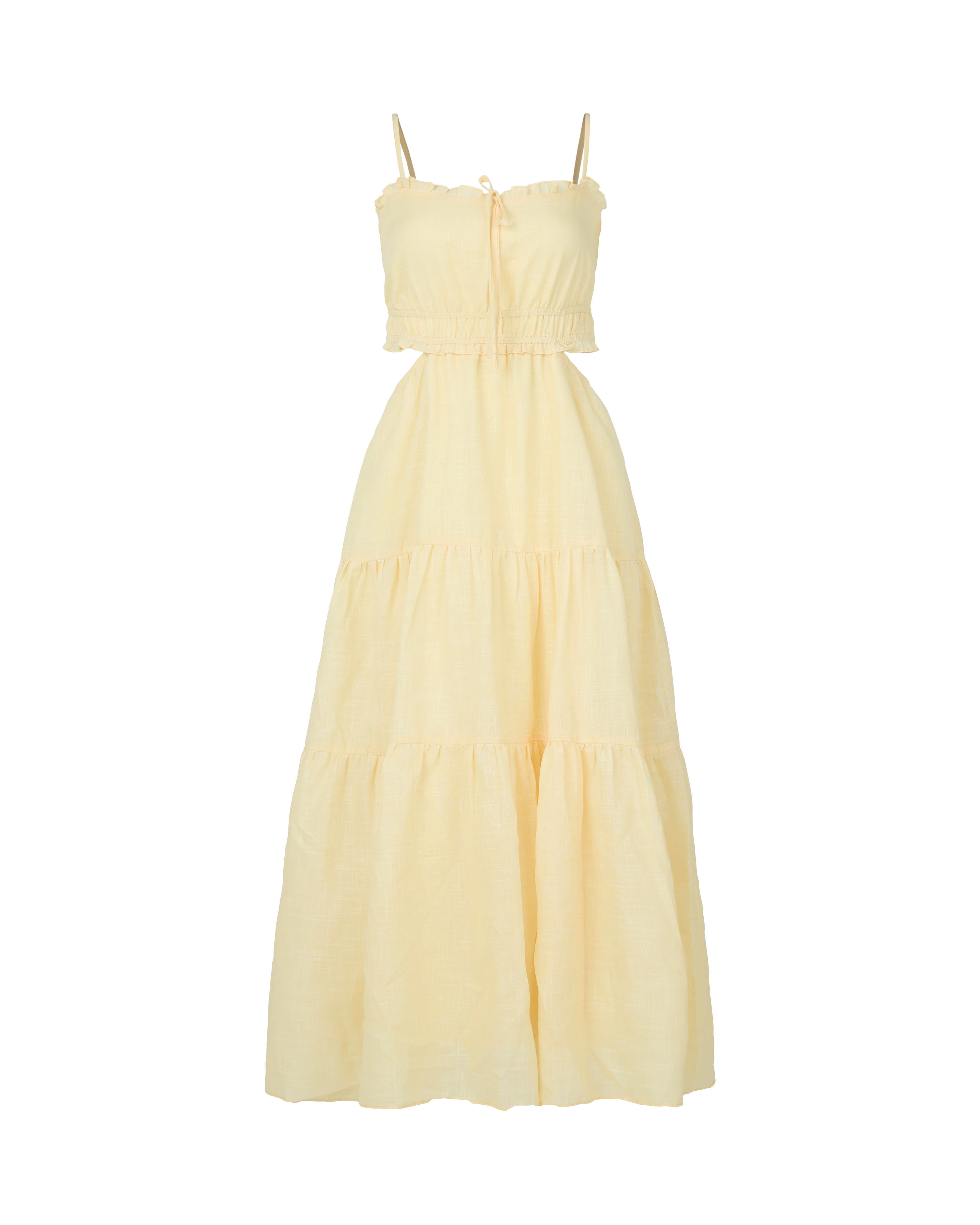 Quiet Chatter Maxi Cut-out Dress in Butter