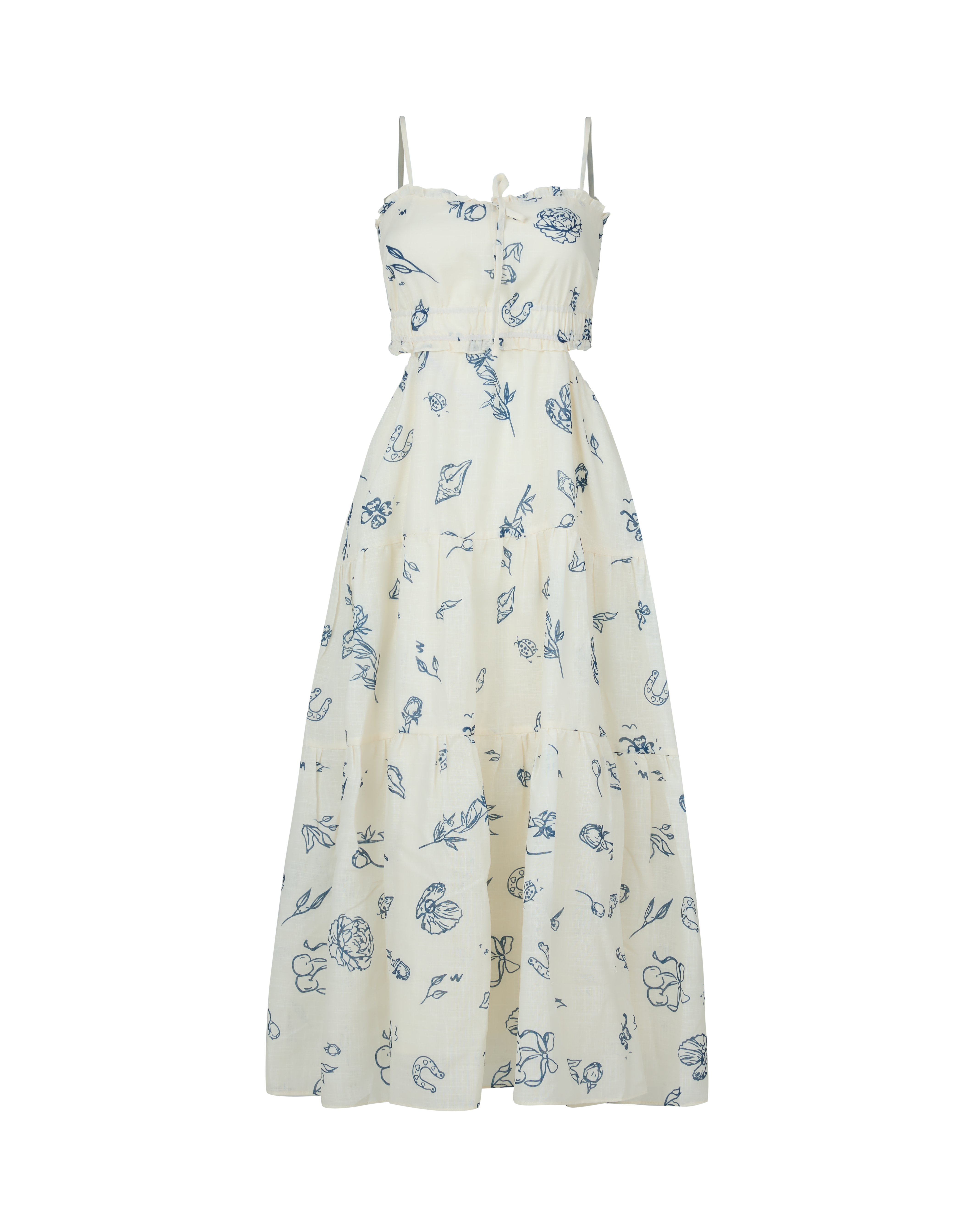 Quiet Chatter Maxi Cut-out Dress in Lucky