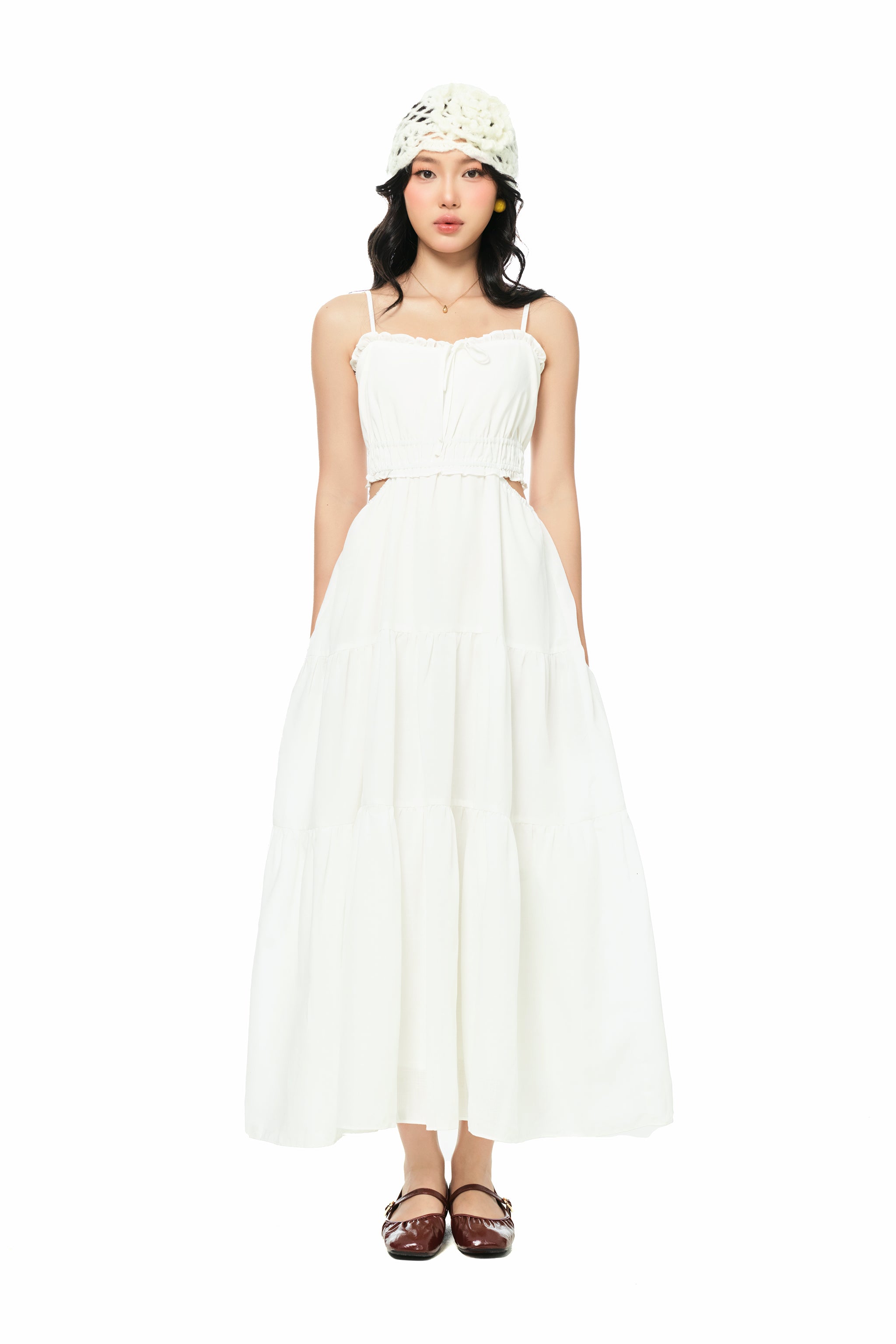 Quiet Chatter Maxi Cut-out Dress in White
