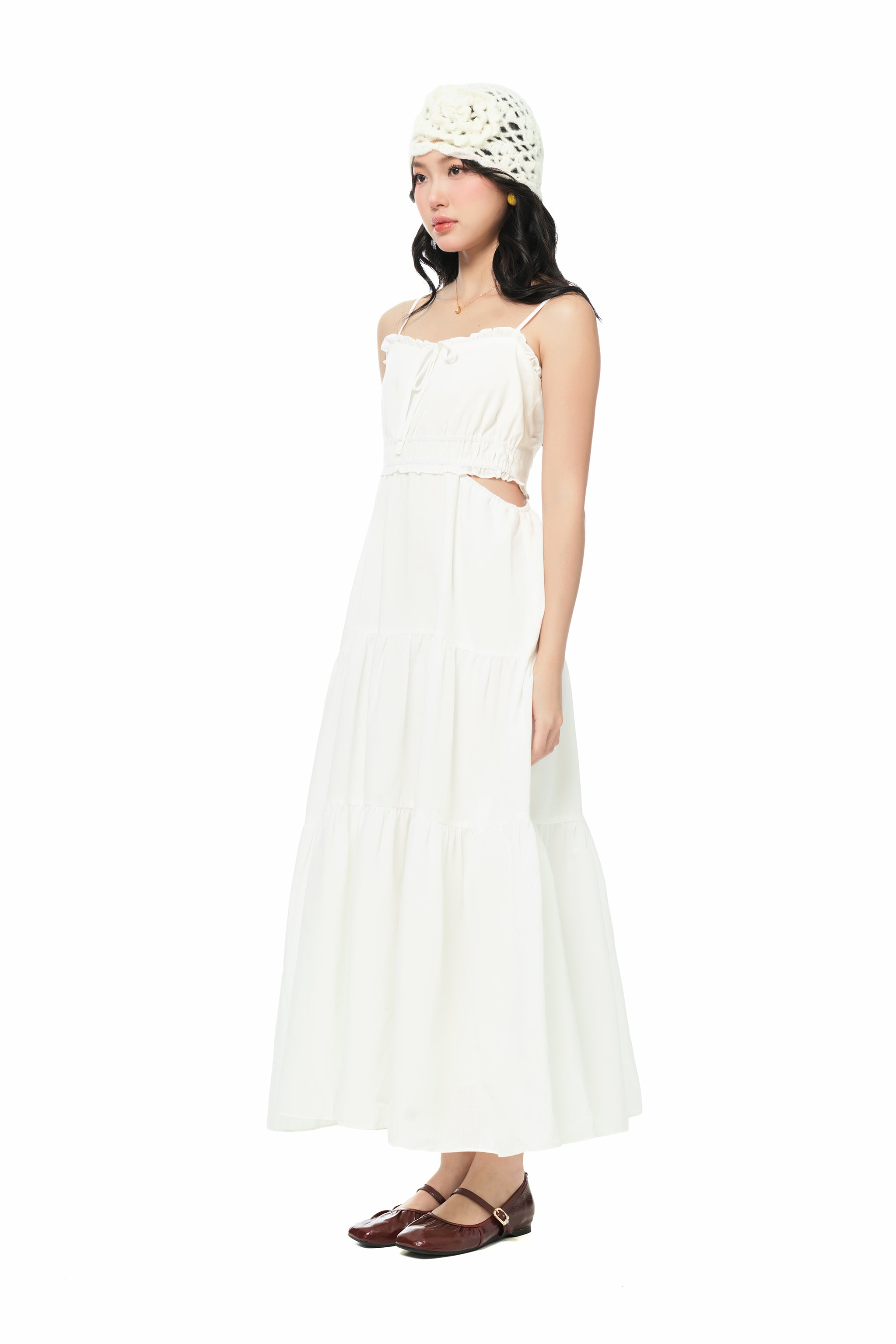 Quiet Chatter Maxi Cut-out Dress in White