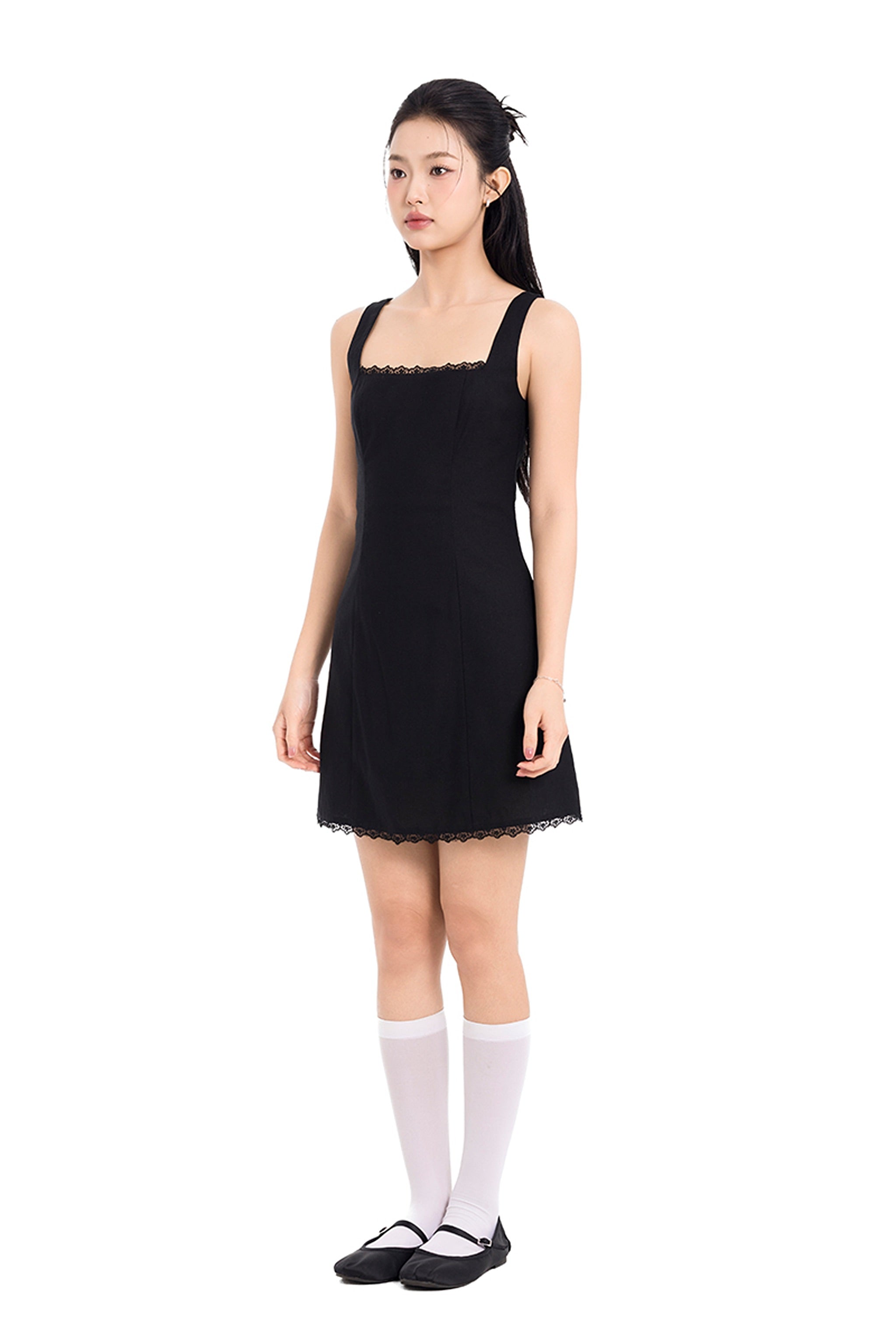 On A Whim Linen A-Line Mini Dress in Black  Keep For Luck