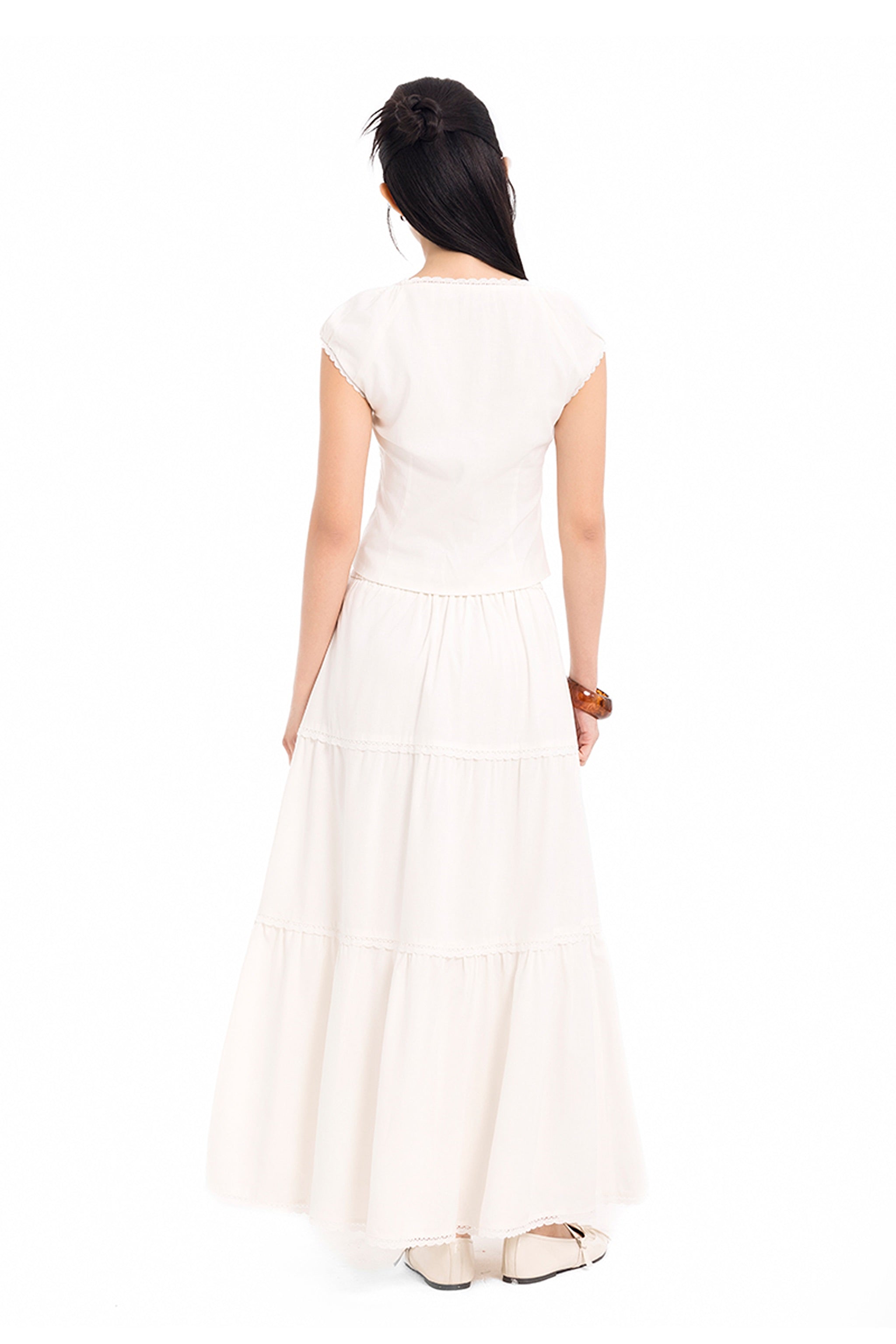 Honey Season Linen Cap Sleeve Top in White