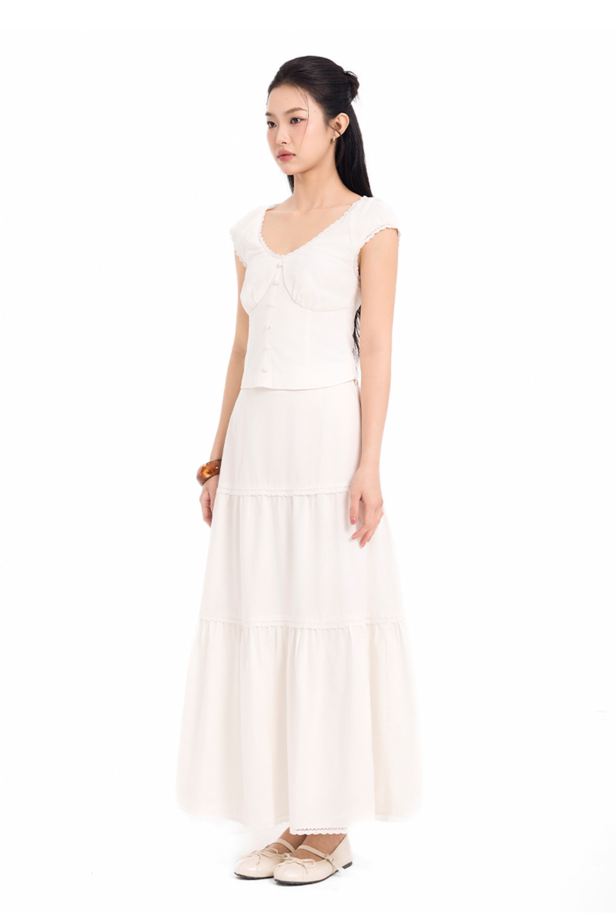 Honey Season Linen Cap Sleeve Top in White